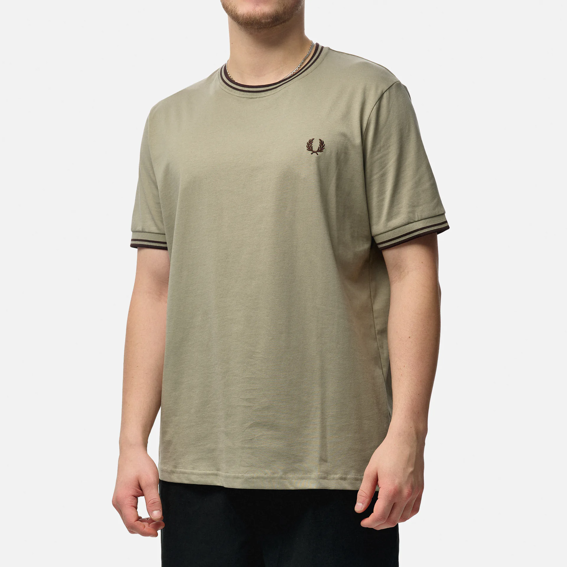 Fred Perry Twin Tipped T-Shirt Warm Grey/Brick