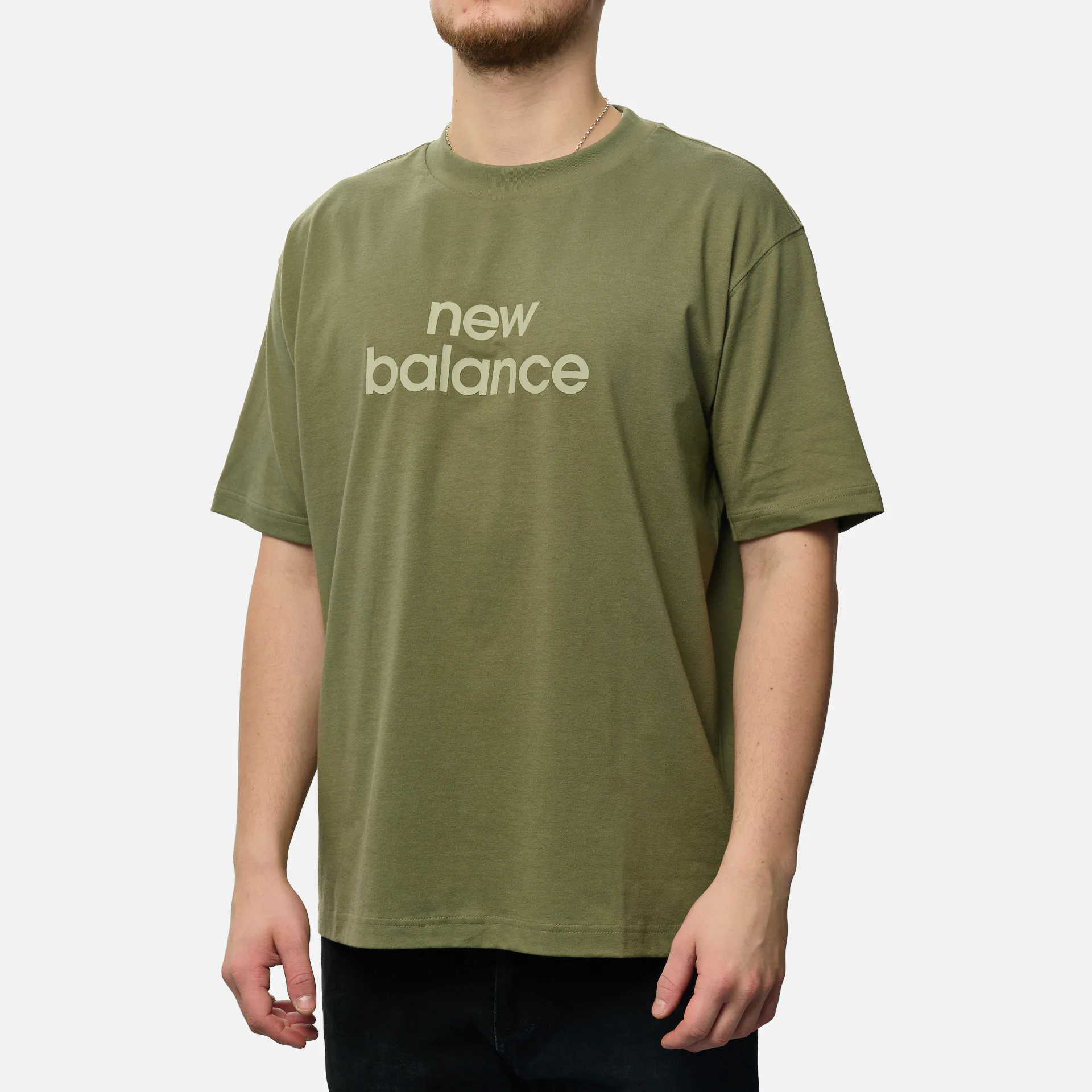 New Balance Relaxed Linear T-Shirt Dark Olive