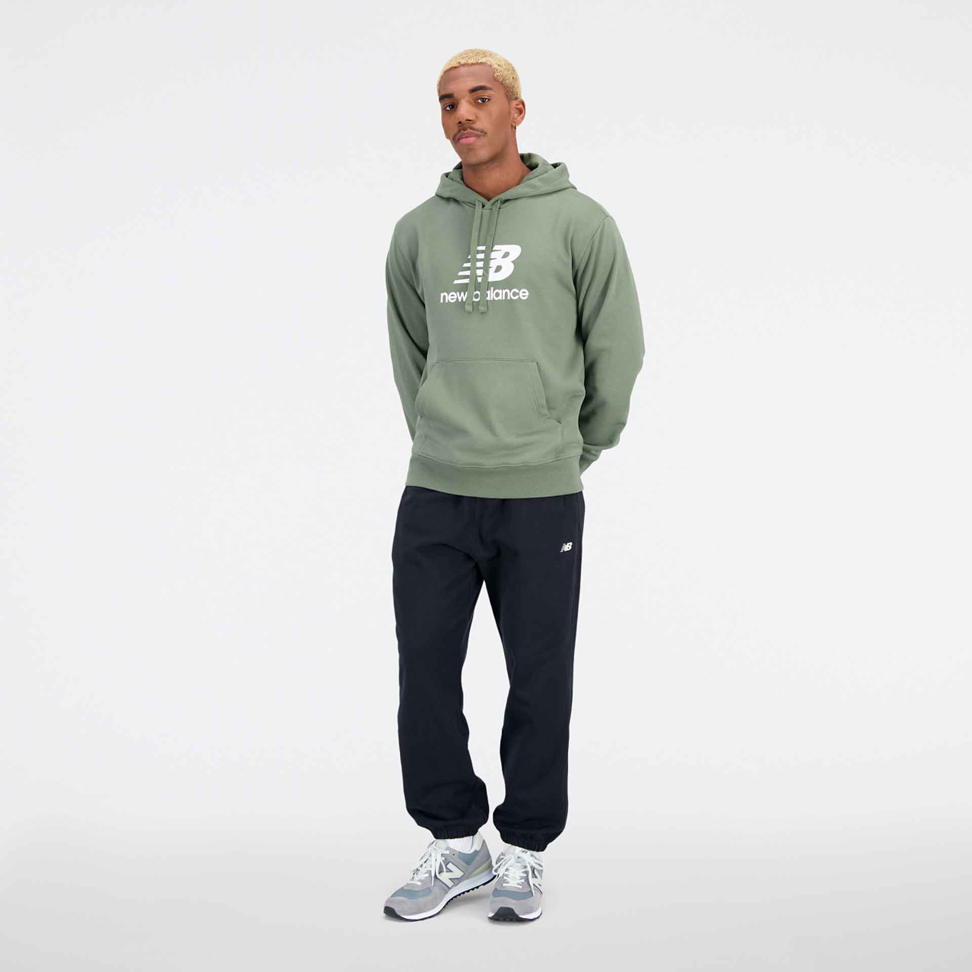 New Balance Essentials Stacked Logo French Terry Hoody Olive