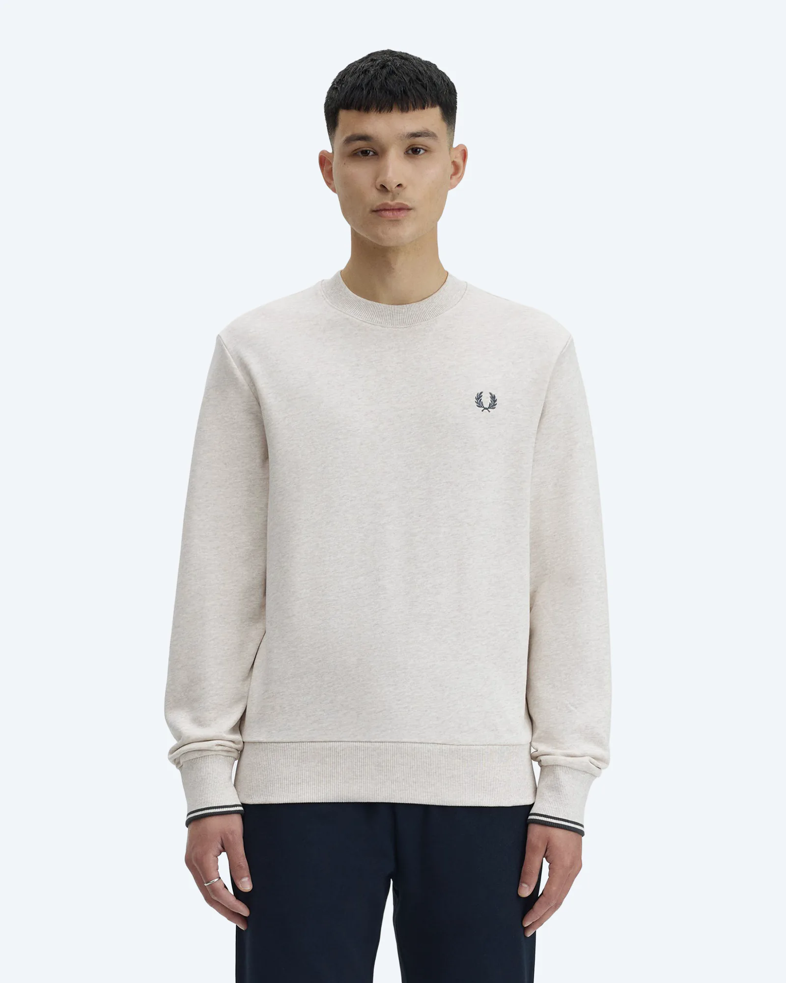 Fred Perry Crew Neck Sweatshirt Porridge Marl/Anchor Grey 