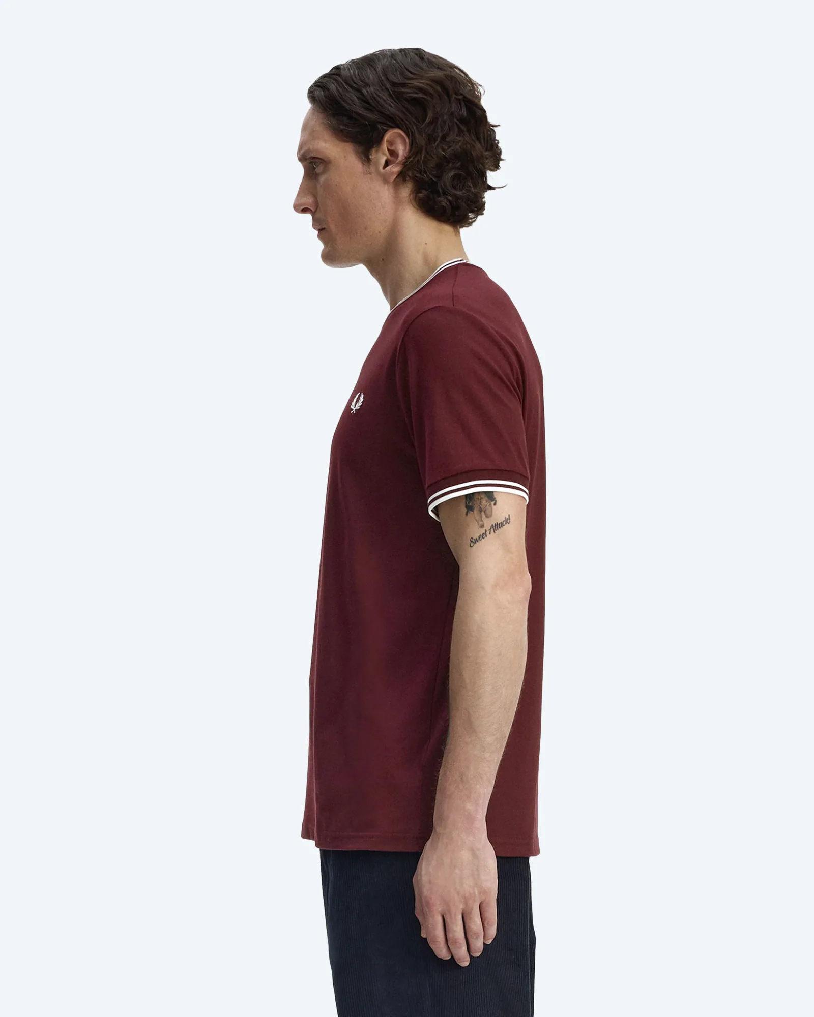 Fred Perry Twin Tipped T-Shirt Oxblood/Ecru