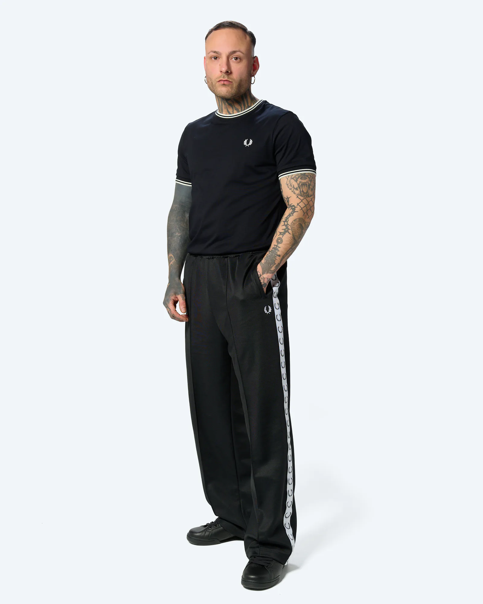 Fred Perry Wide Leg Track Pant Black