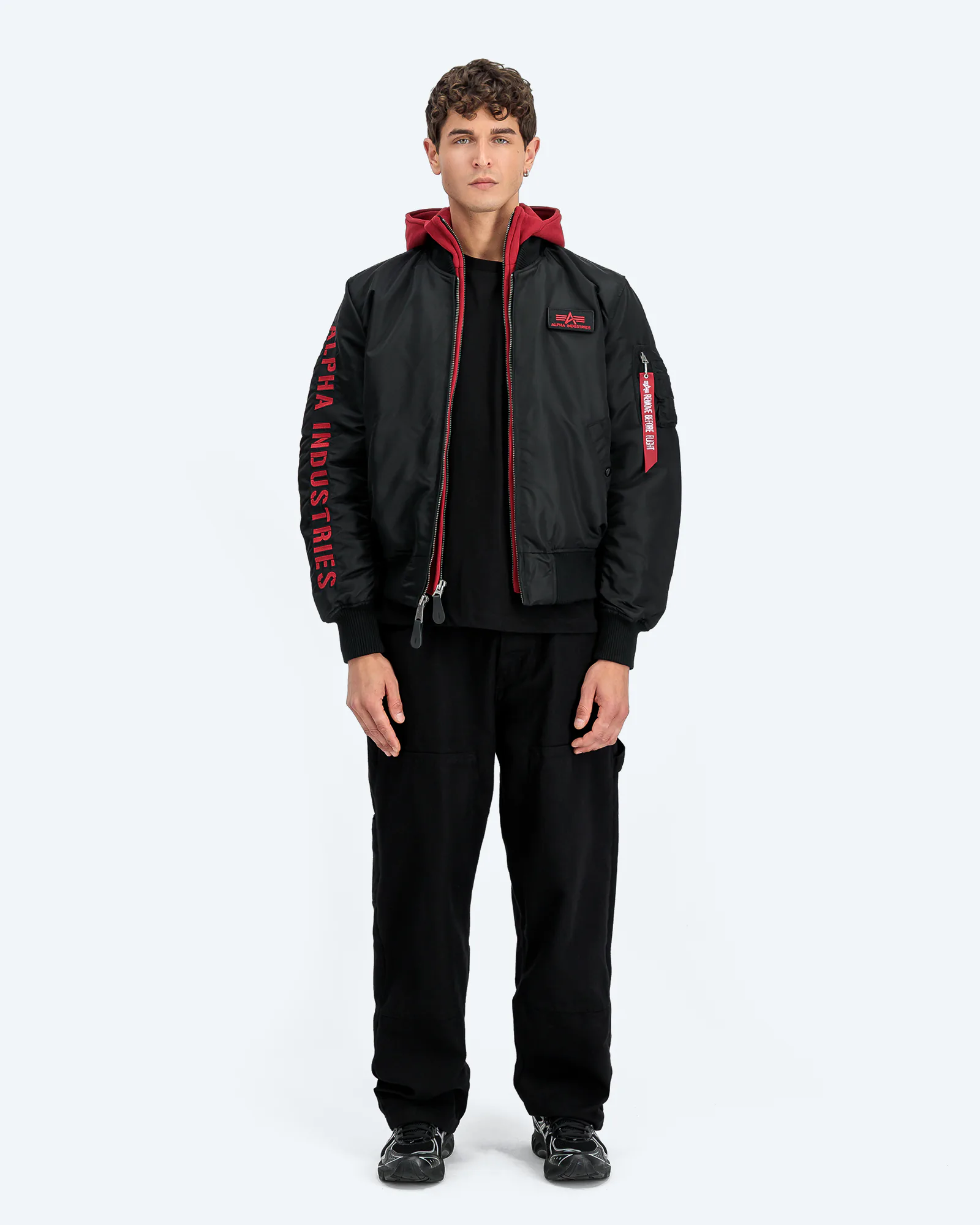 MA-1 D-Tec Sleeve Embroidery Jacket Black/Red