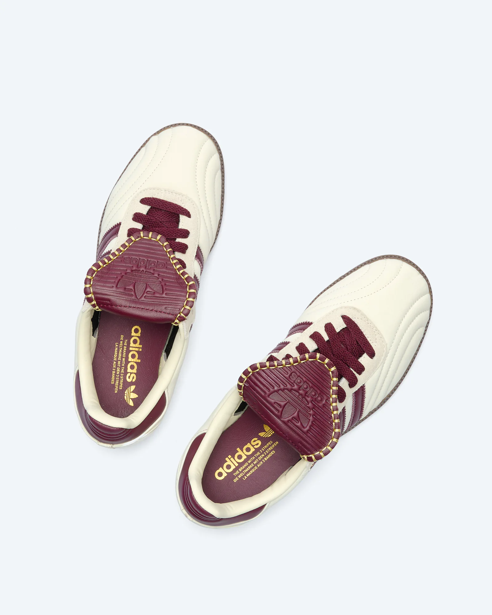 adidas Originals Samba Long Tongue Sneaker Cream White/Maroon/Gold Metallic