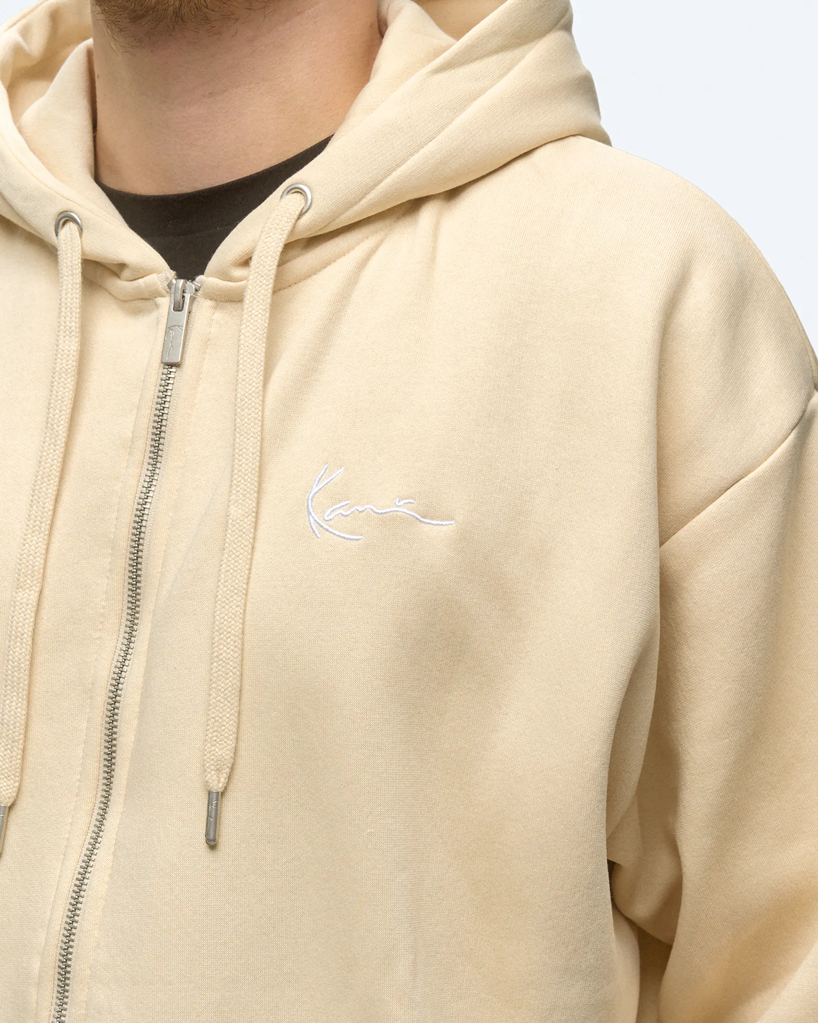 Karl Kani Authentic Star Logo Oversized Full Zip Hoodie Light Sand Karl Kani Authentic Star Logo Oversized Full Zip Hoodie Light Sand