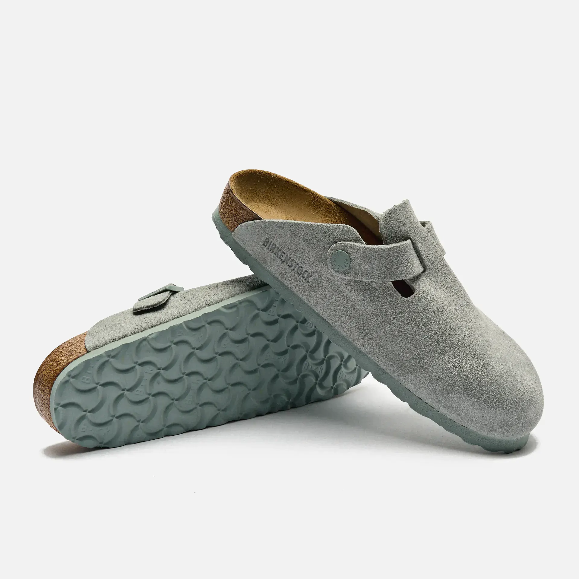 Birkenstock Boston Suede Leather Regular Sandals Pure Sage
