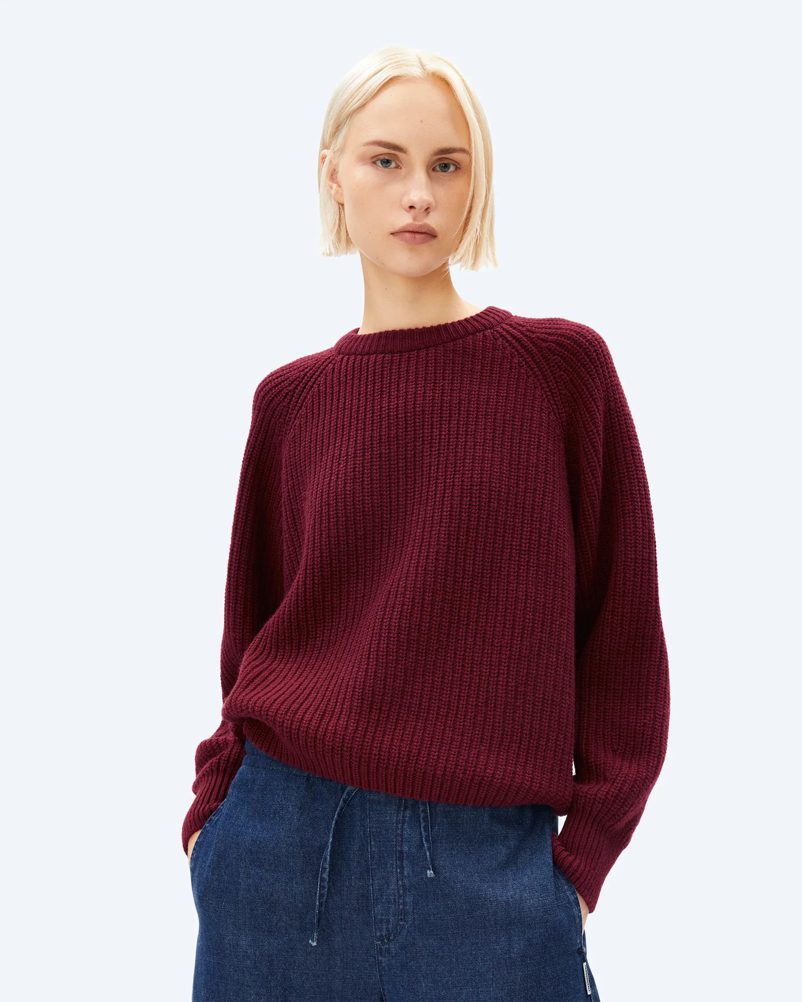 RIB KNIT SWEATER Velvet Red