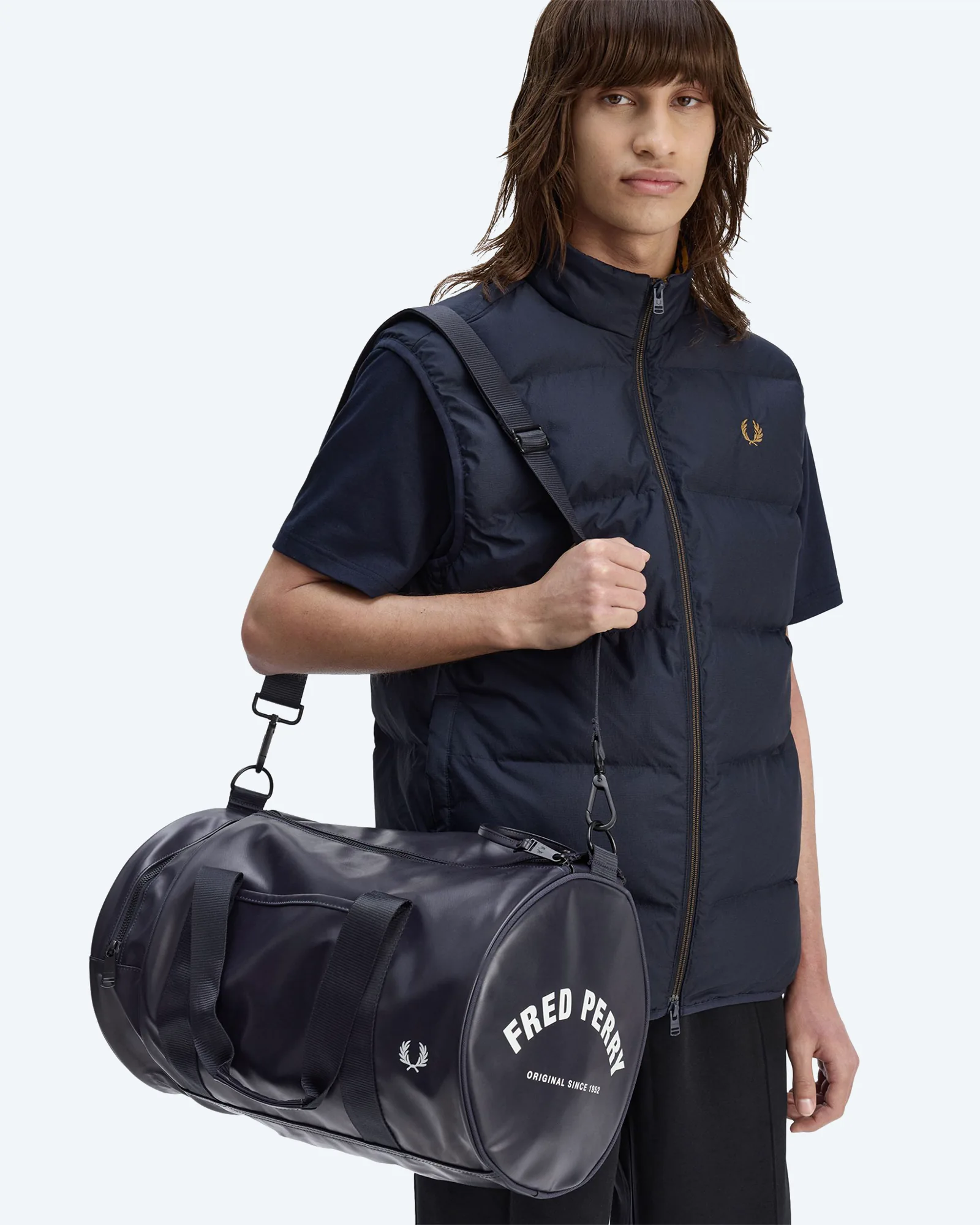 Fred Perry Tonal Classic Barrel Bag Navy