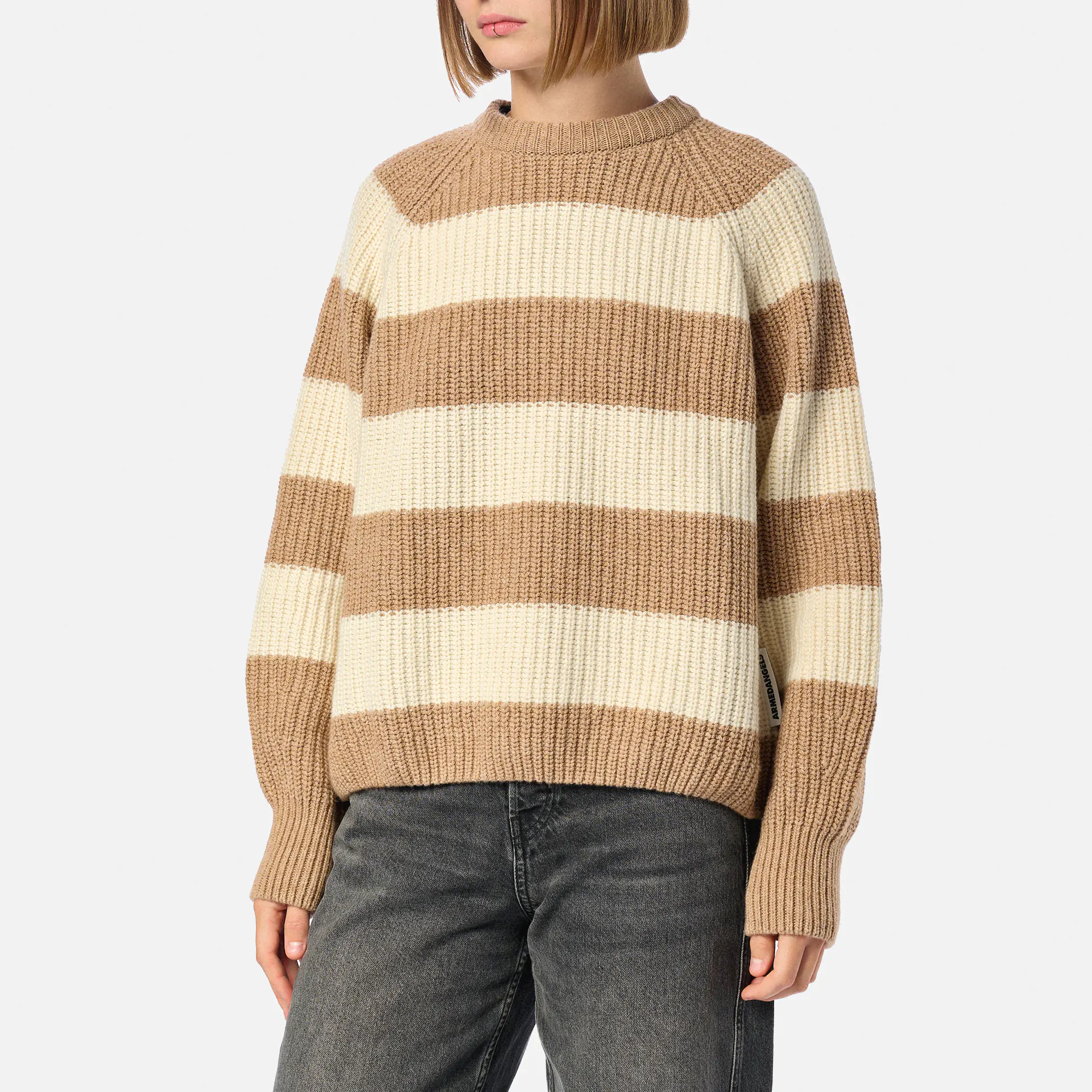 ARMEDANGELS KAAGI STRIPES Knit Sweatshirt Camel Melange