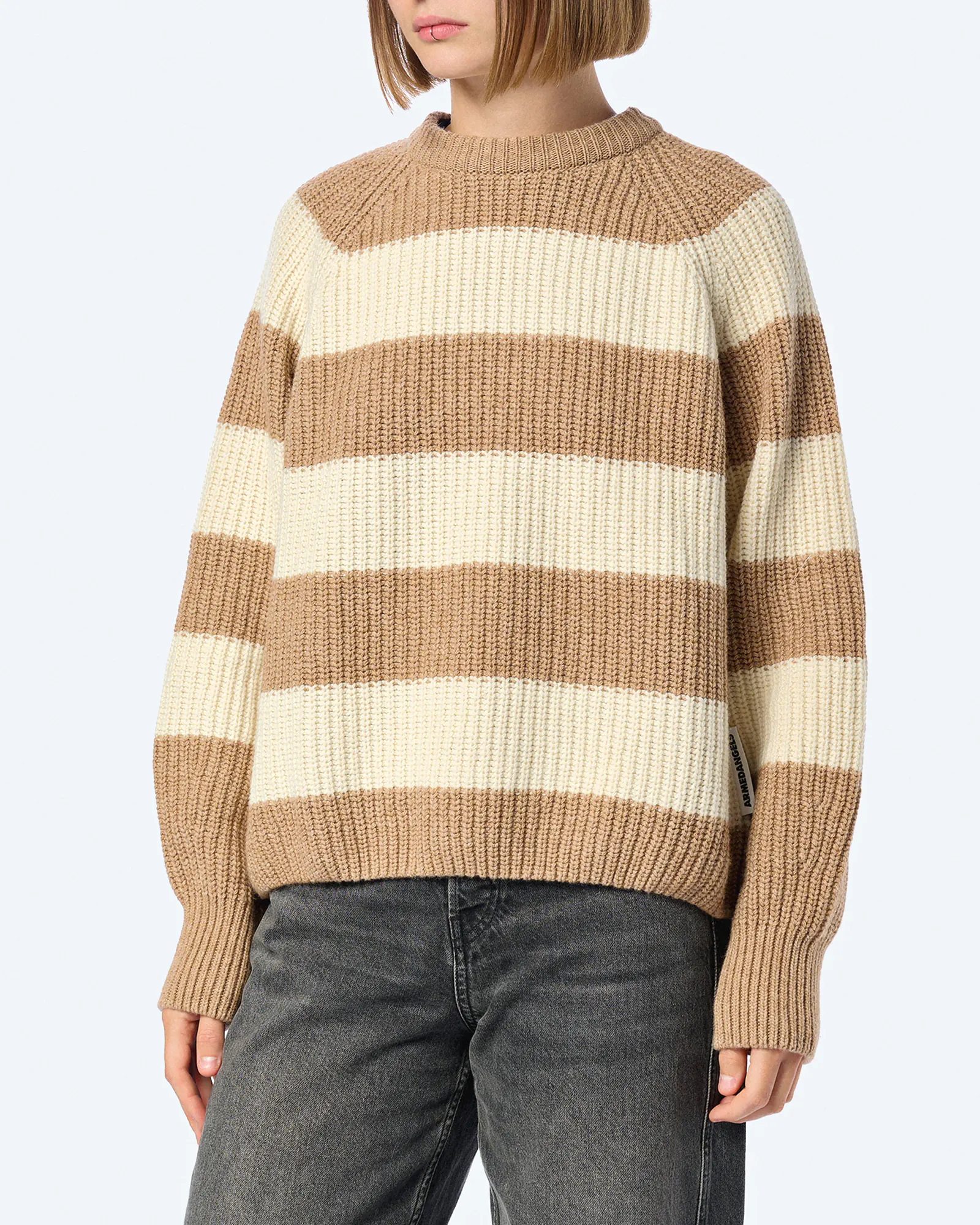ARMEDANGELS KAAGI STRIPES Knit Sweatshirt Camel Melange ARMEDANGELS KAAGI STRIPES Knit Sweatshirt Camel Melange