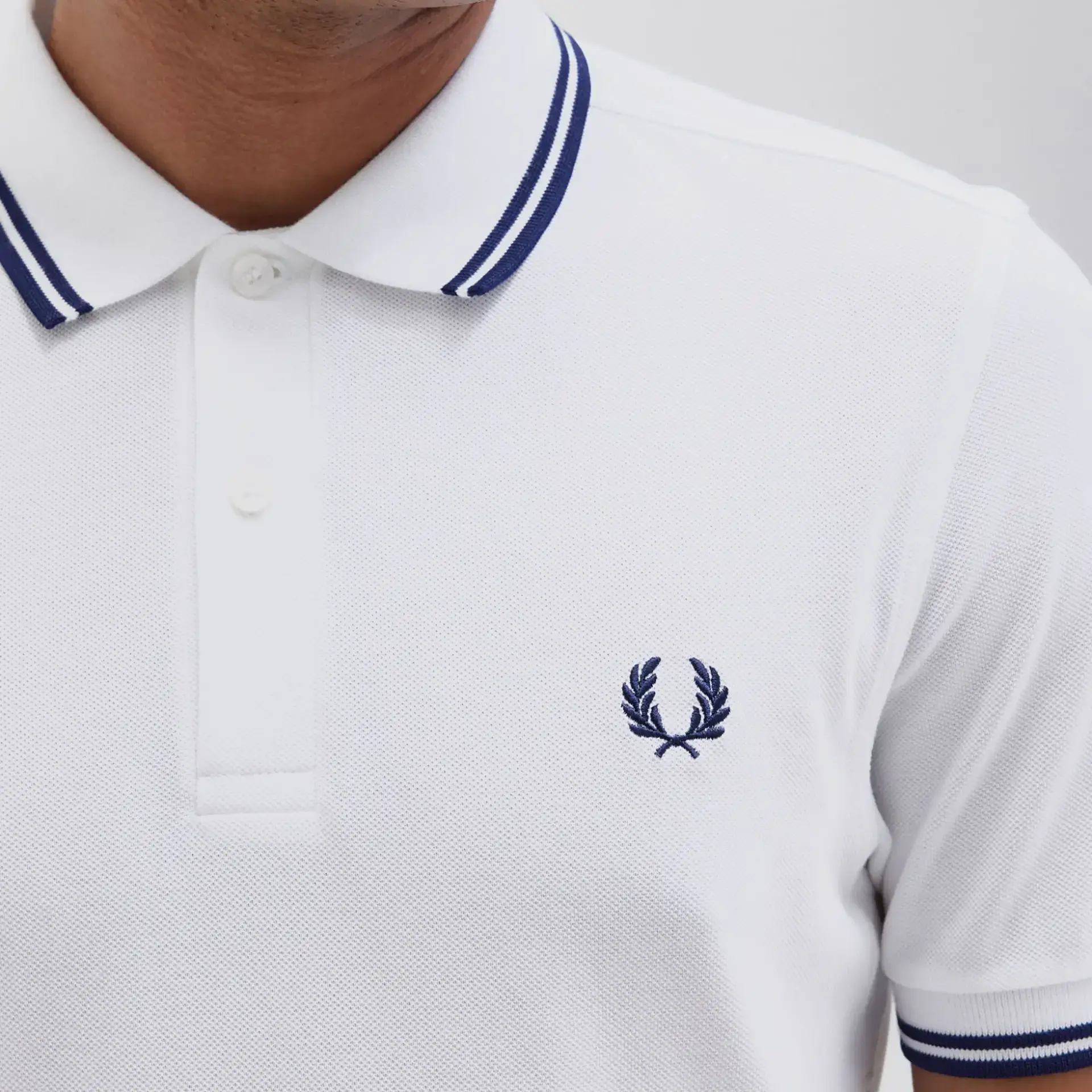 Fred Perry Twin Tipped Polo Shirt White/French Navy/French Navy