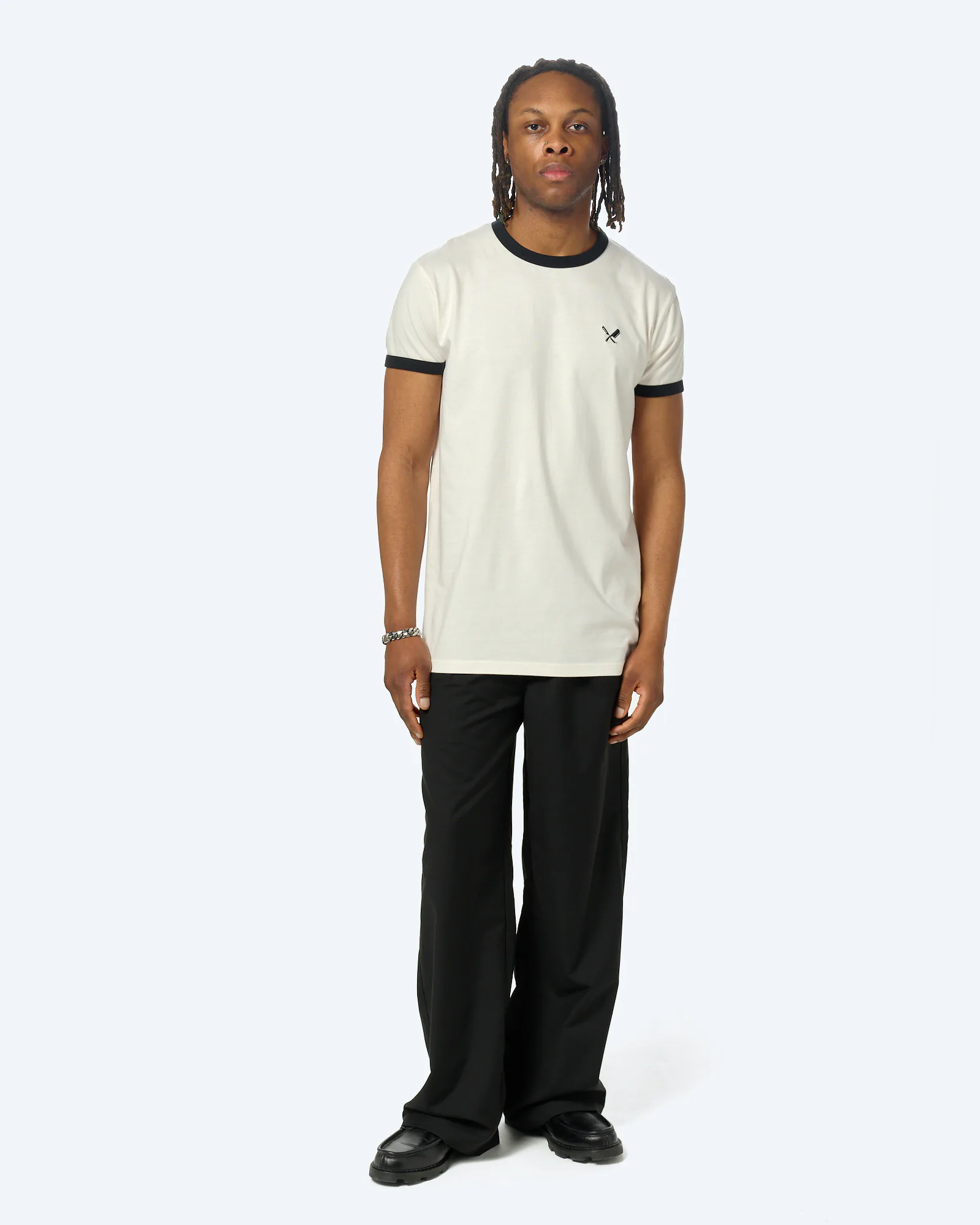 Distorted People Ringer T-Shirt Whisper White