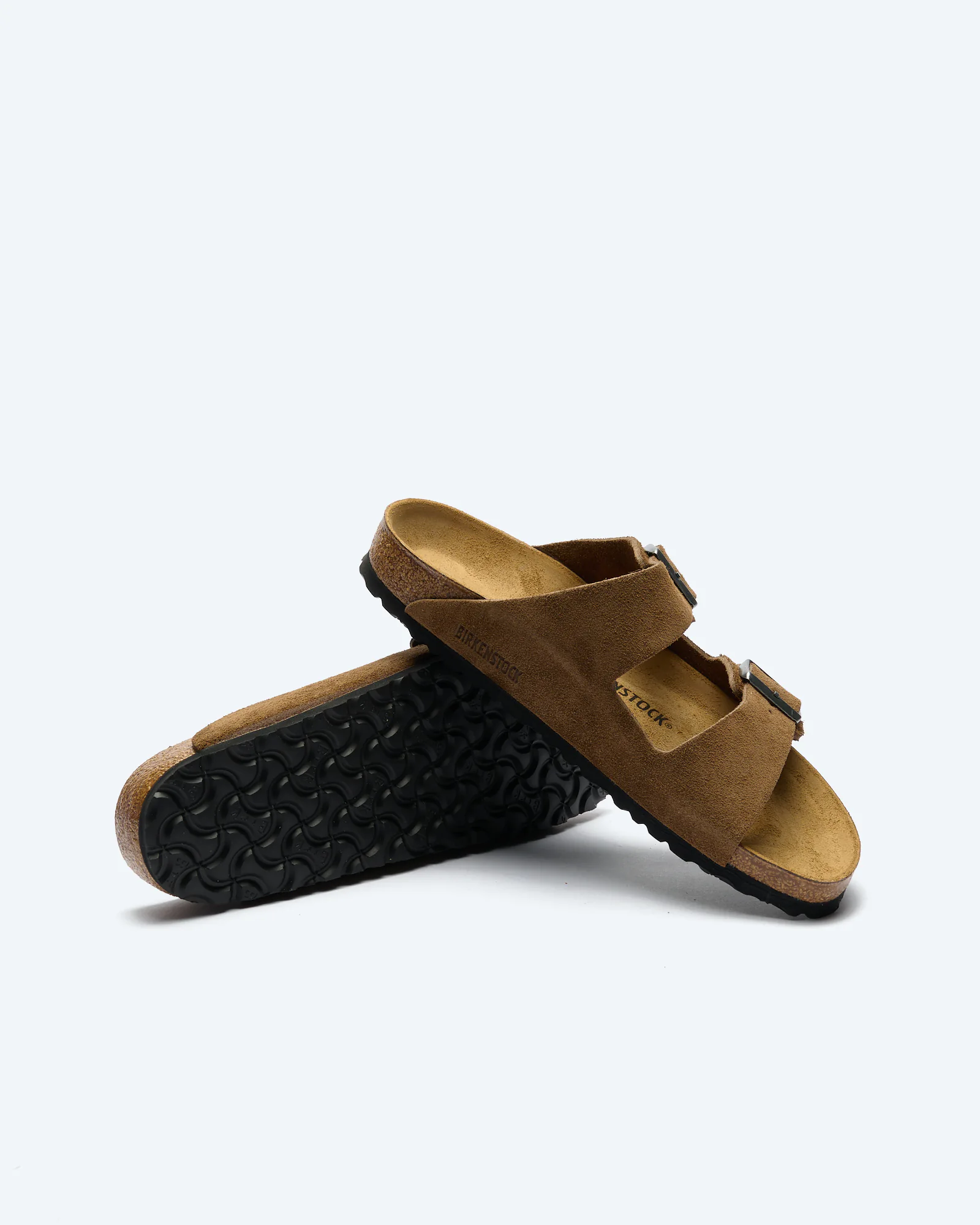 Arizona Suede Leather Sandals Narrow Dark Tea