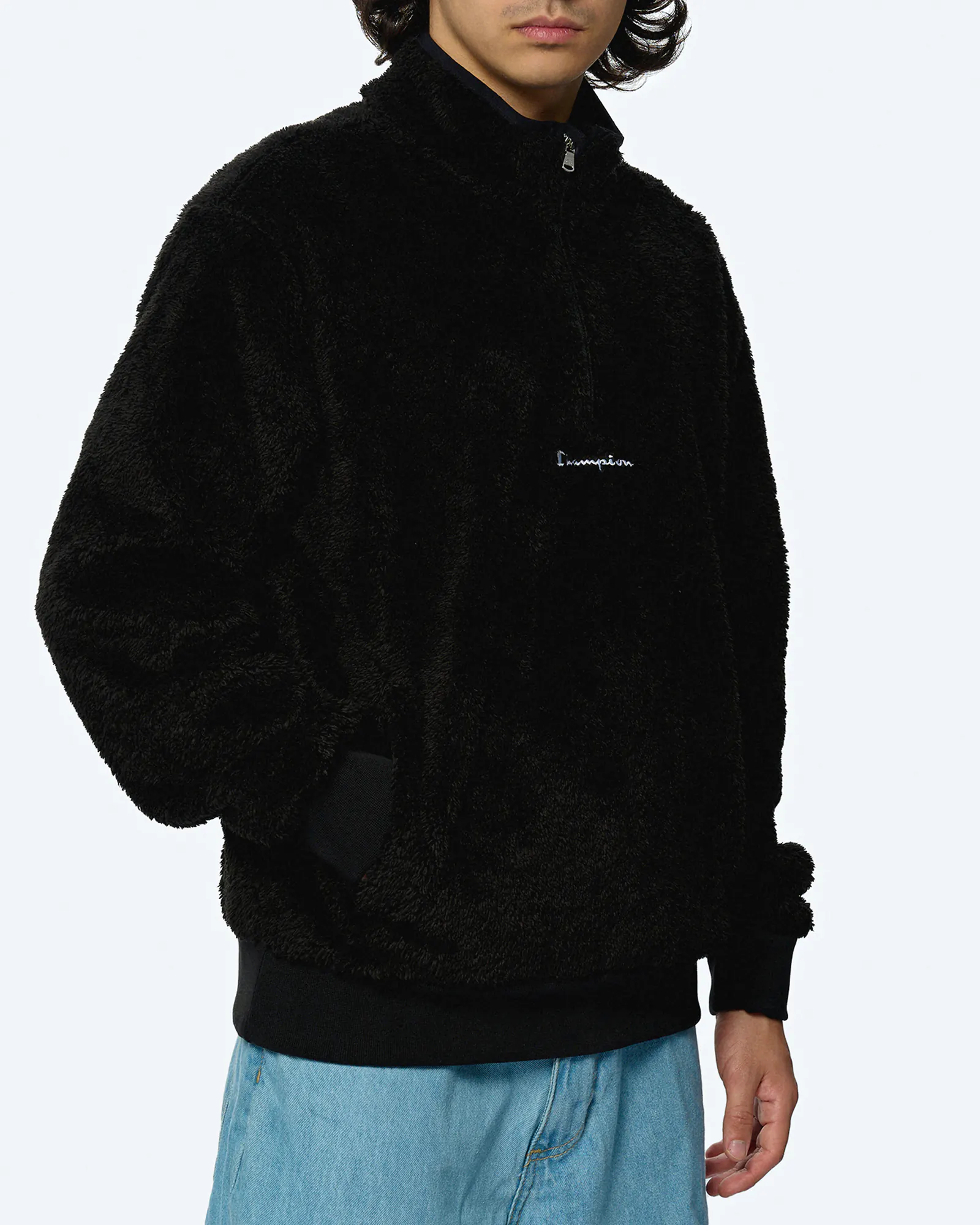 Champion Half Zip Fleece Sweatshirt Black Champion Half Zip Fleece Sweatshirt Black