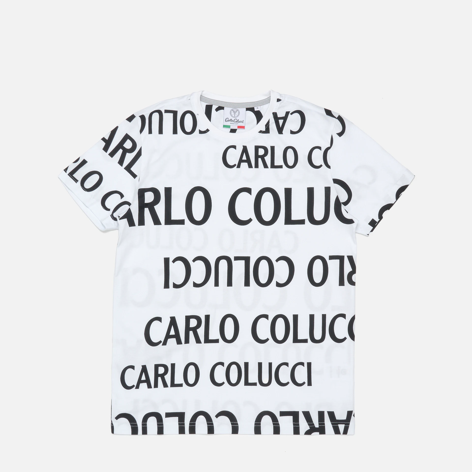 Carlo Colucci Black & White Drop Allover T-Shirt White