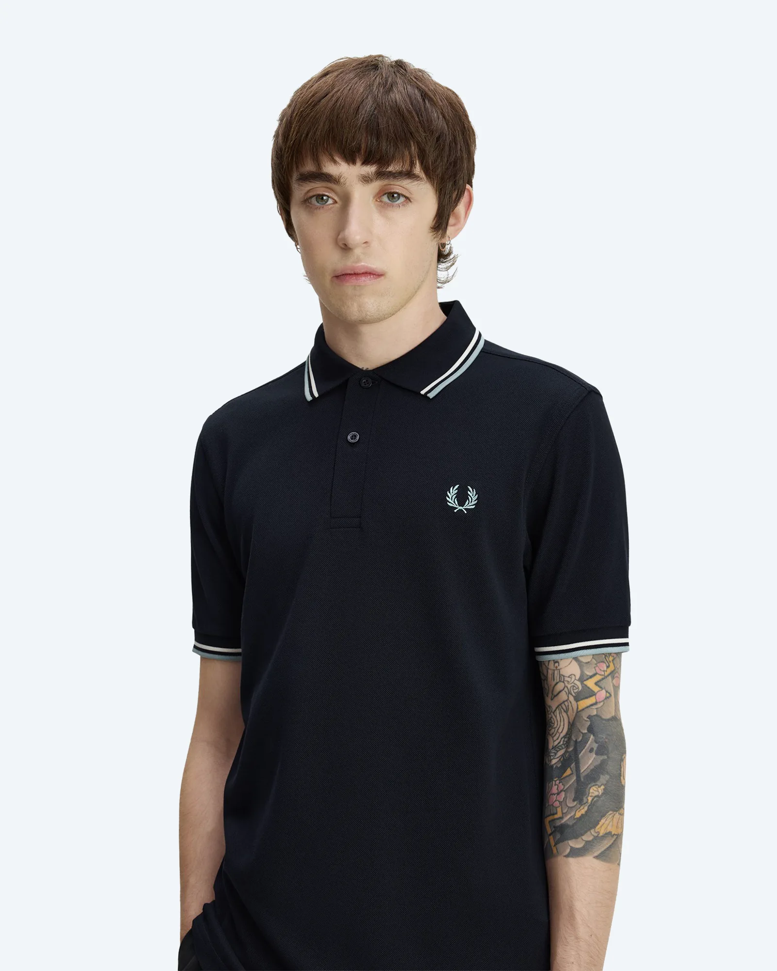 Twin Tipped Polo Shirt Navy/Ecru/Silverblue