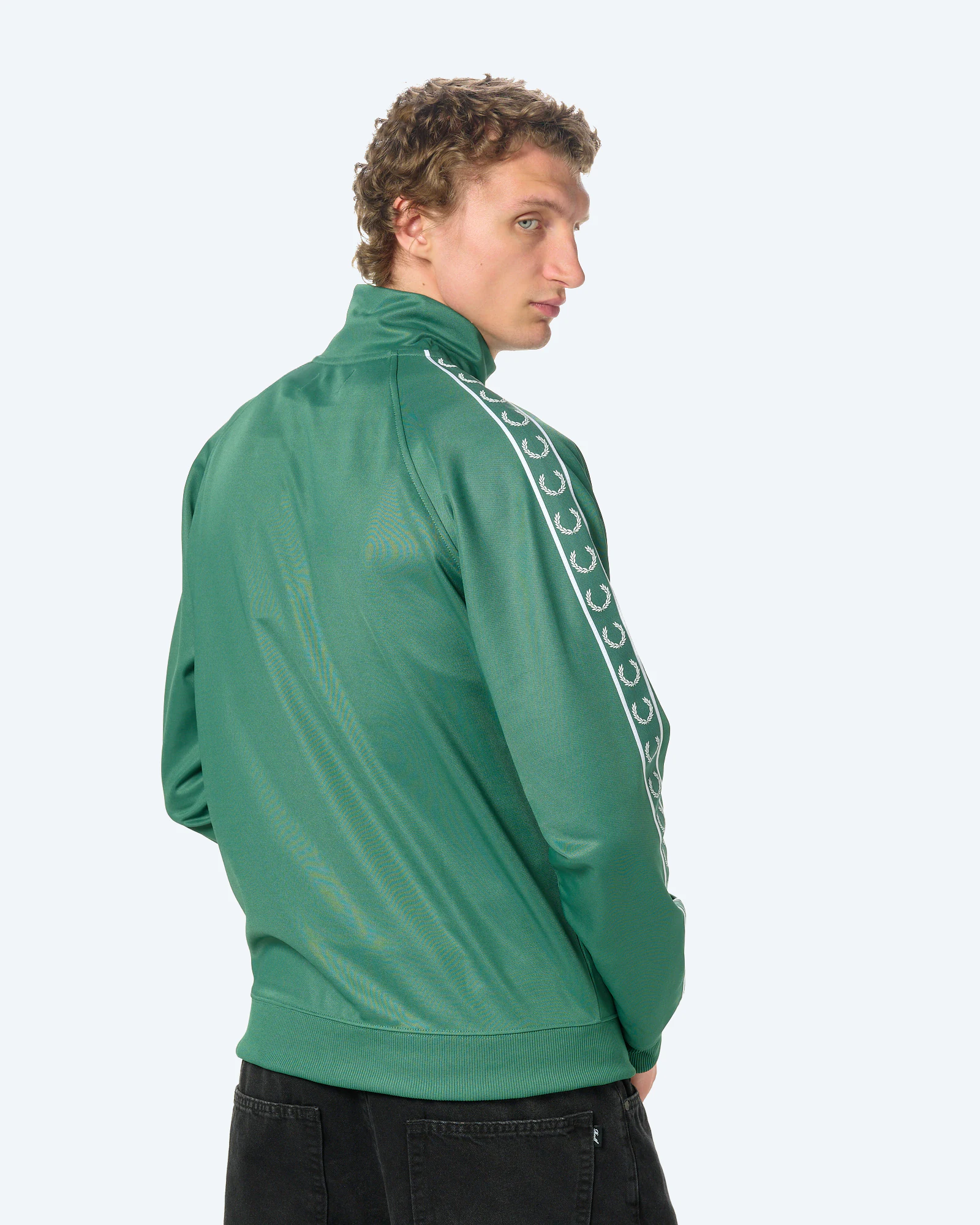 Fred Perry Contrast Tape Track Jacket Sport Green