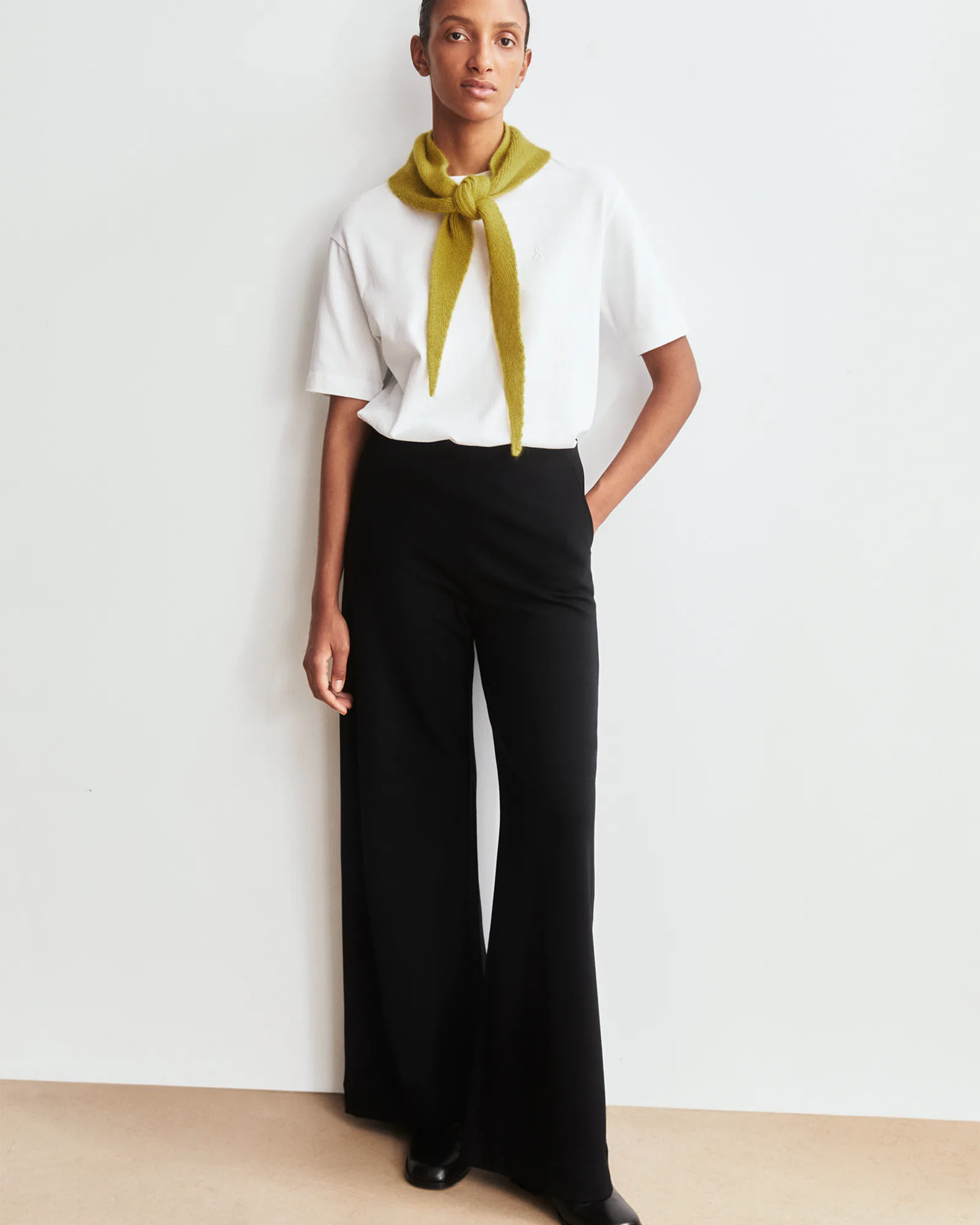 BASIC JERSEY WIDE LEG PANT Black