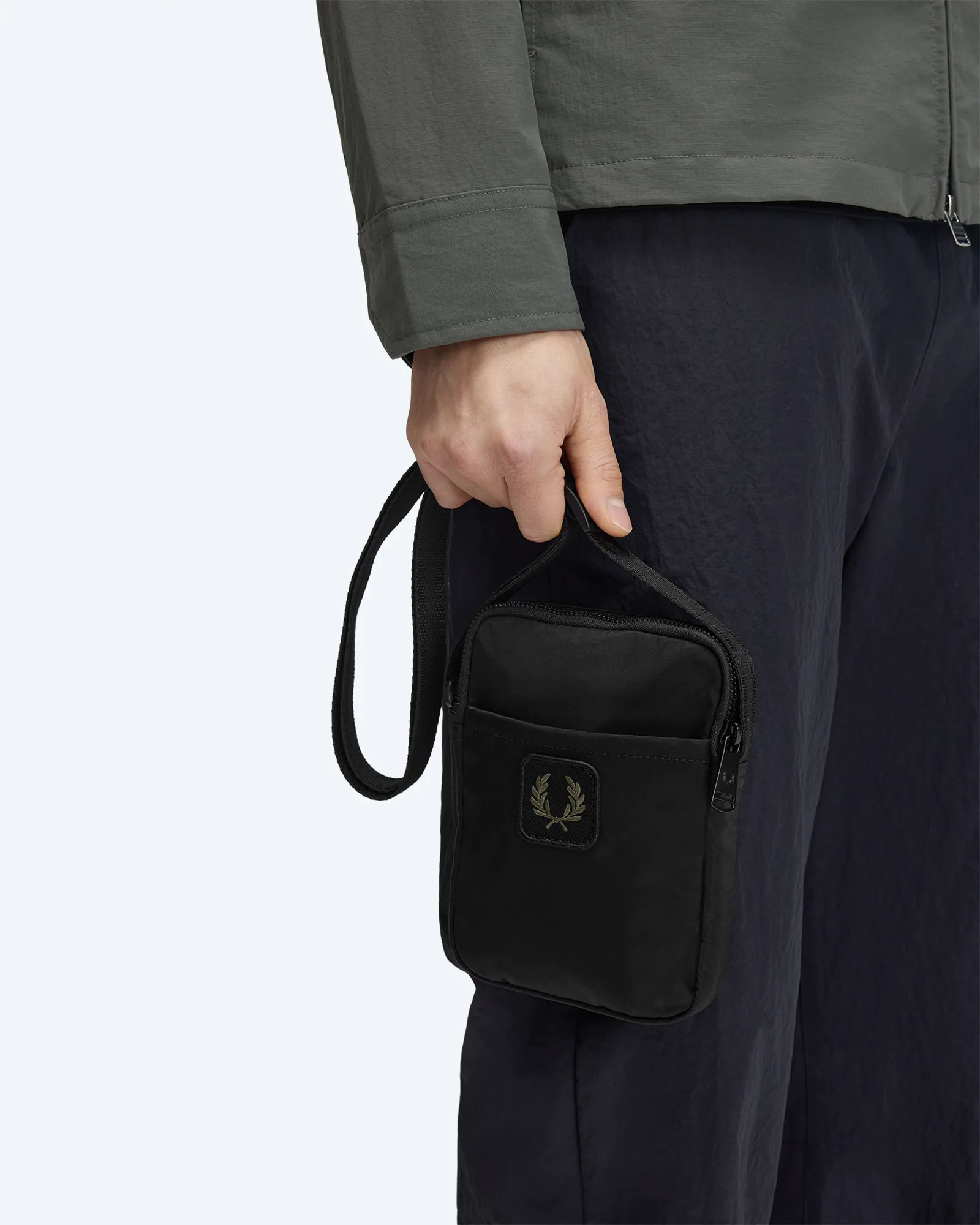 Crinkle Nylon Small Side Bag Black