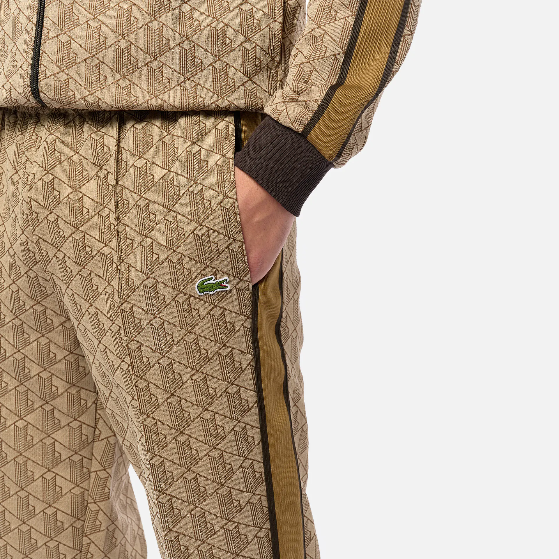 Lacoste Paris Monogram Jacquard Track Pants Croissant/Cookie/Port