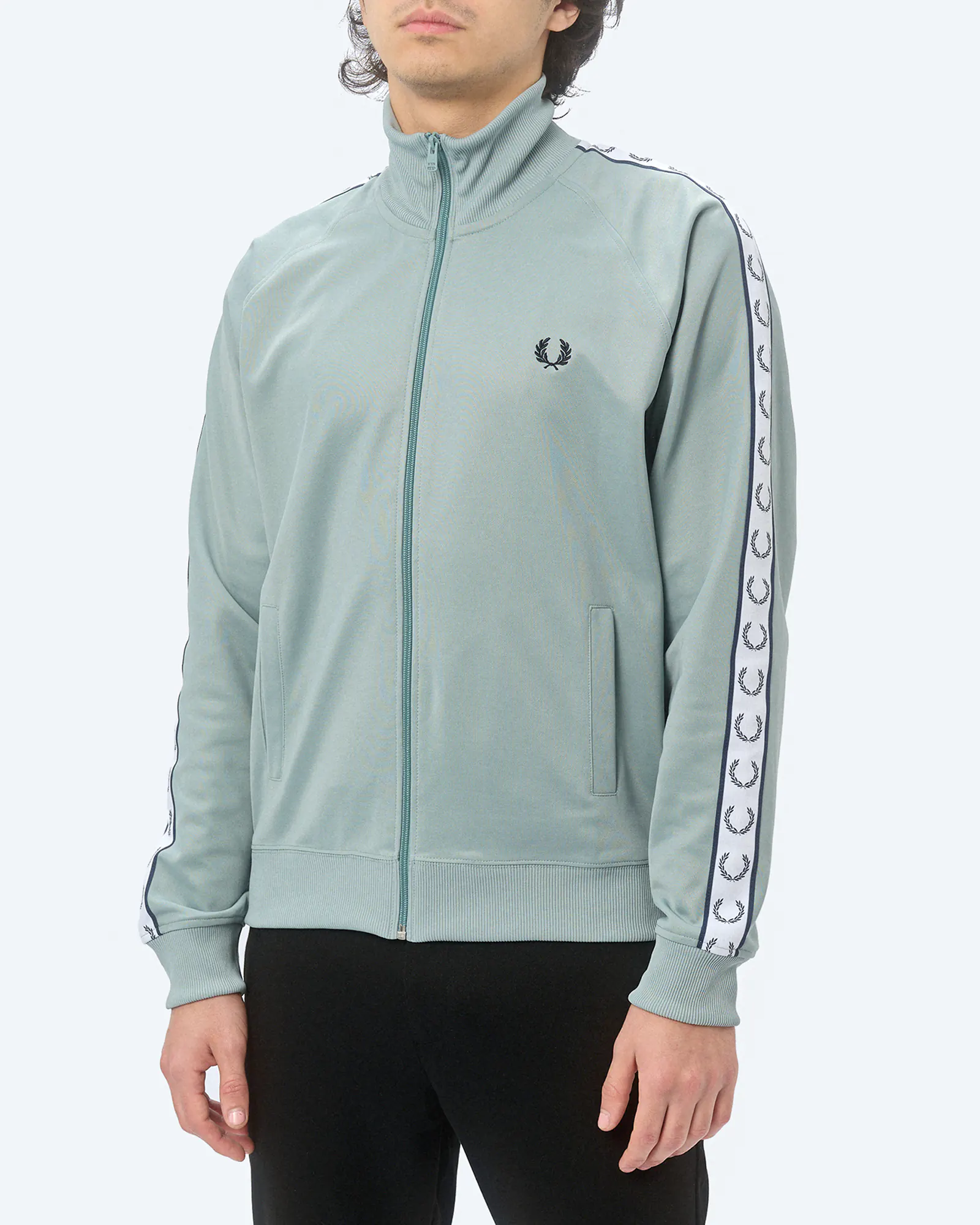 Fred Perry Taped Track Jacket Silver Blue Fred Perry Taped Track Jacket Silver Blue