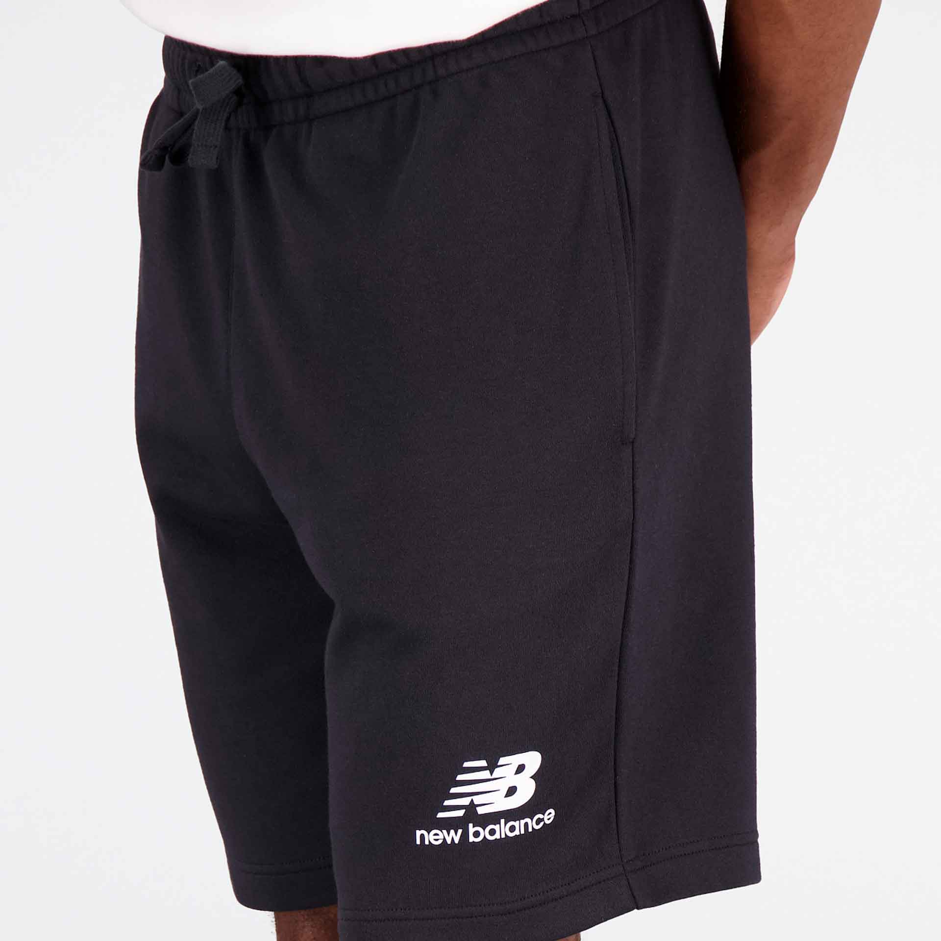 New Balance Essentials Stacked Logo French Terry Short Black