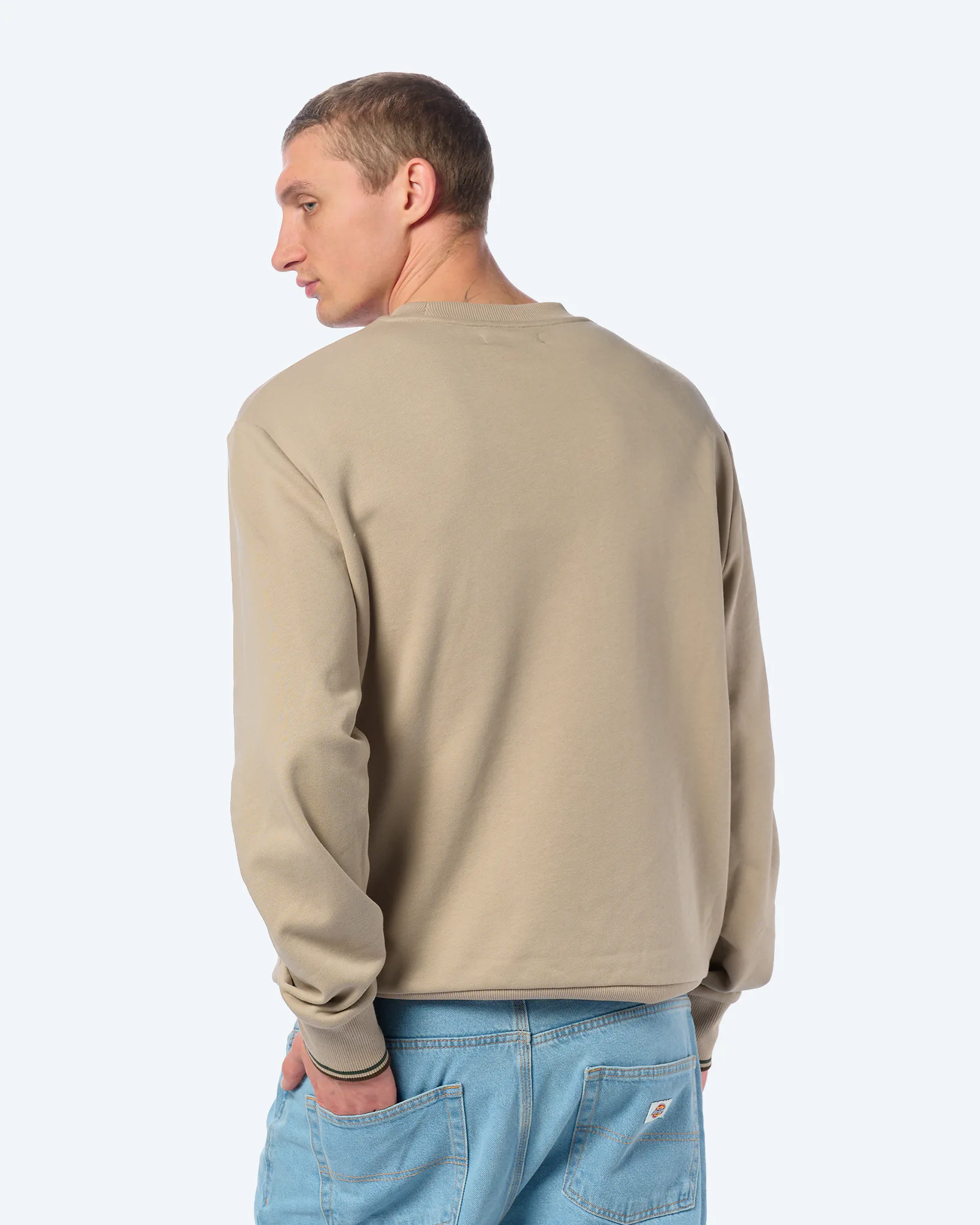 Fred Perry Crew Neck Sweatshirt Warm Oat/Court Green/Burnt Tobacco