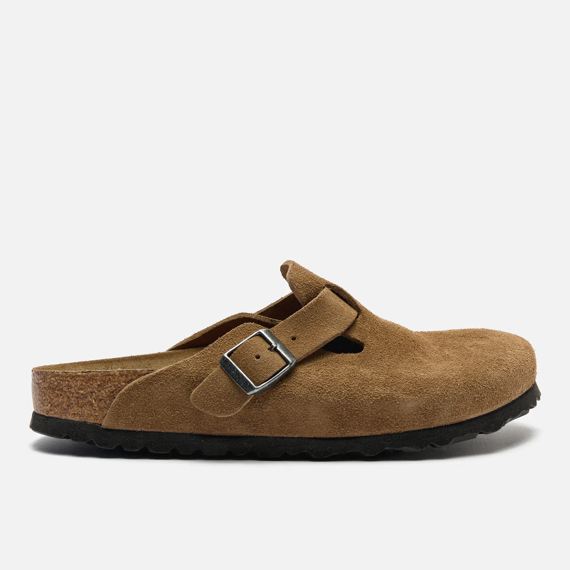 Birkenstock Boston Soft Footbed Suede Leather (Narrow Fit) Sandals Dark Tea Tonal FB