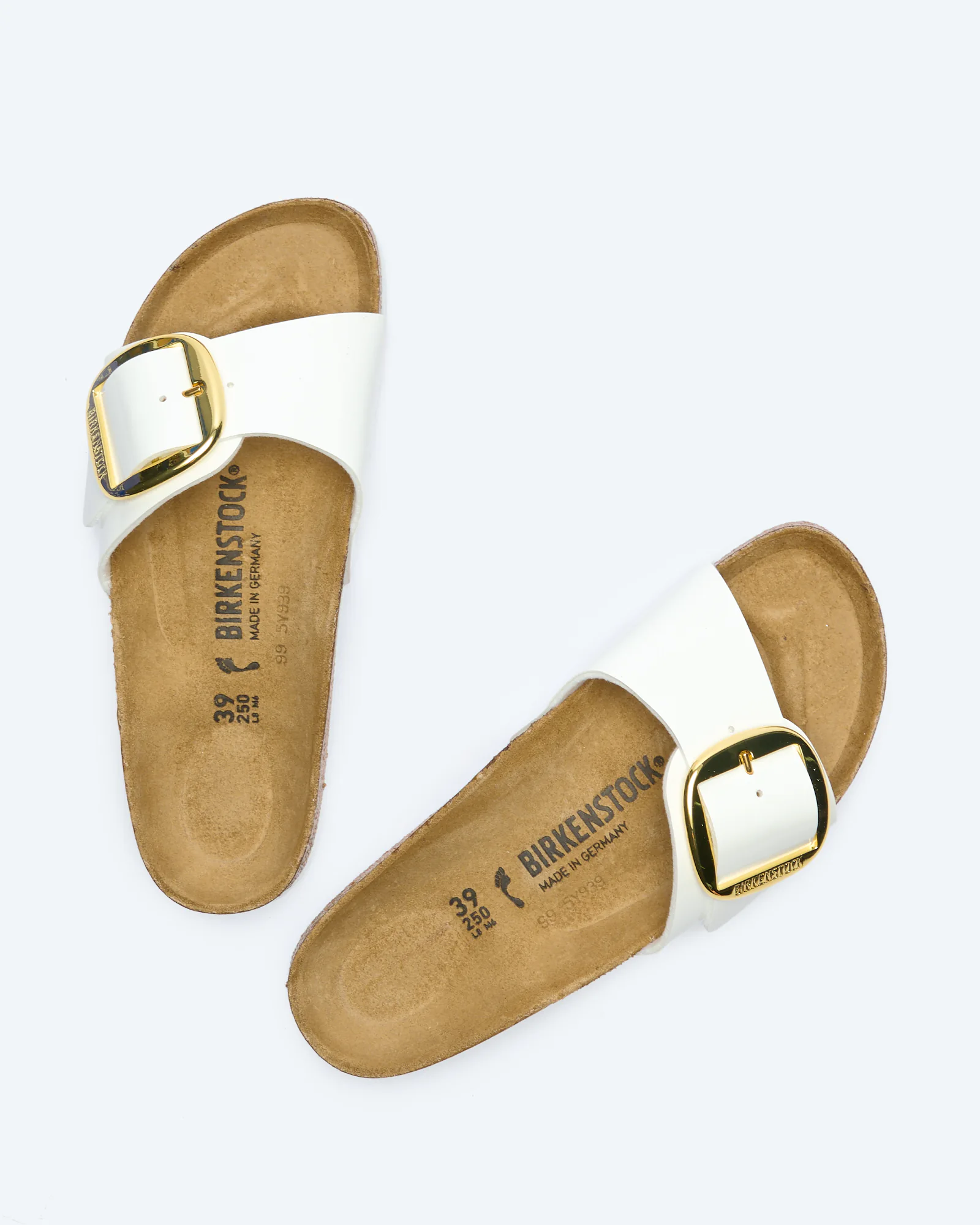 Birkenstock Madrid Big Buckle Birko-Flor Sandals Patent White