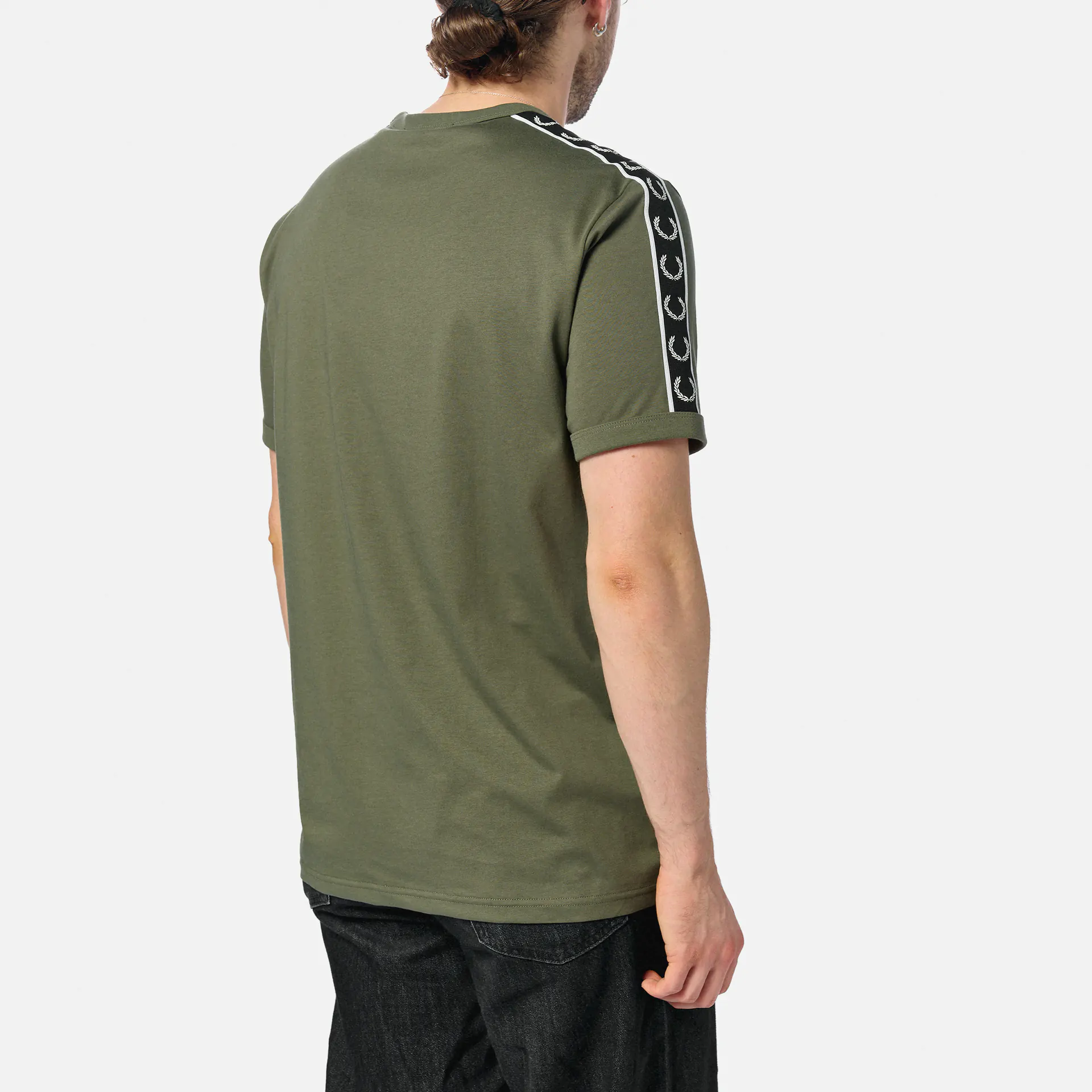 Fred Perry Contrast Tape Ringer T-Shirt Laurel Wreath Green/Black/Black