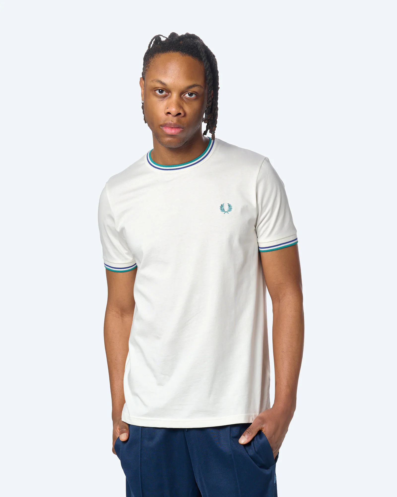 Fred Perry Twin Tipped T-Shirt Snow White/Deep Mint/Soho Eclipse