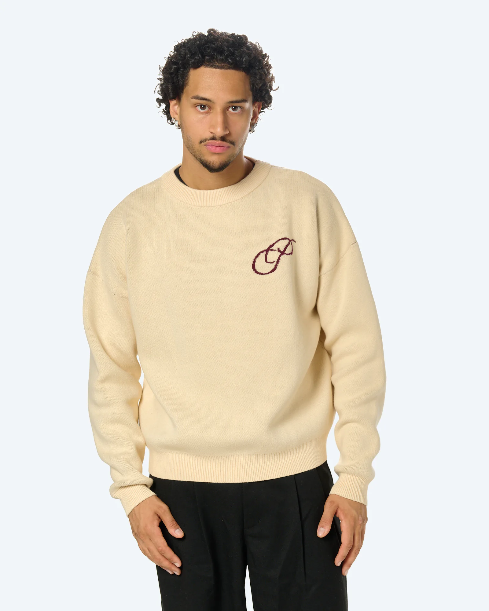 Prohibited Initial Knit Sweater Cream