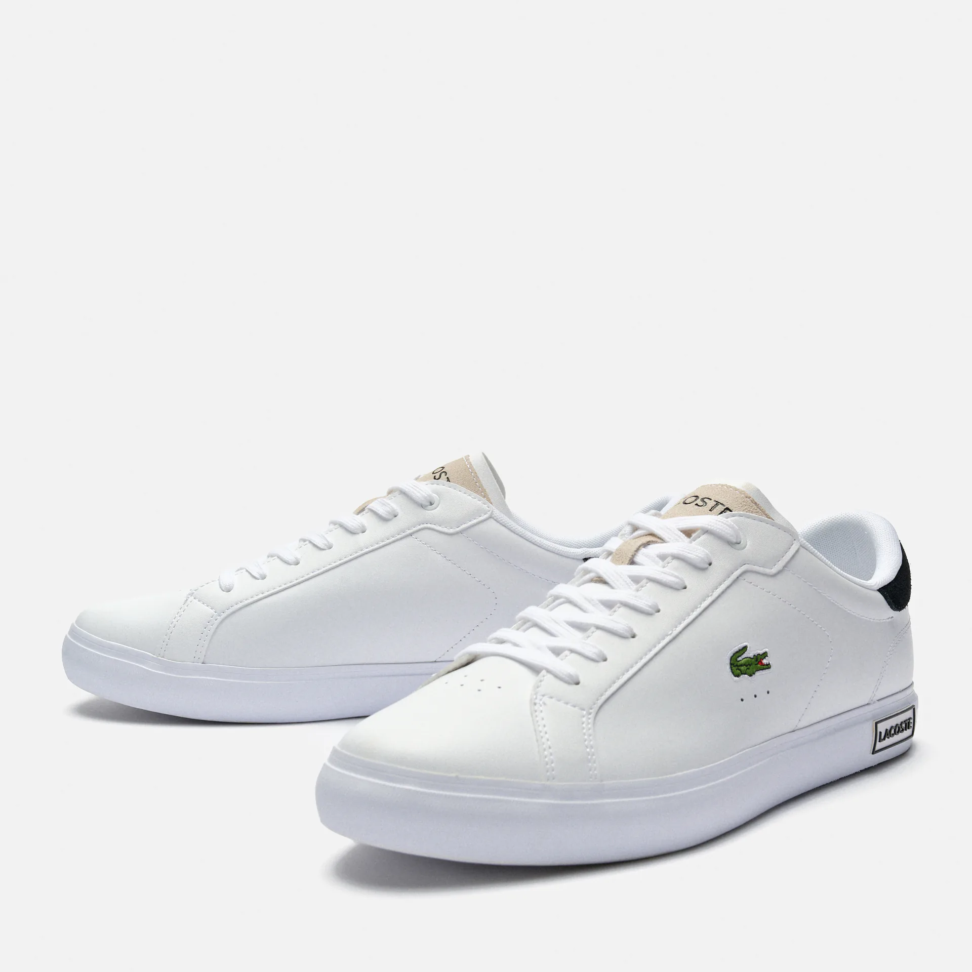 Lacoste Powercourt Logo Tongue Leather Sneaker White/Black