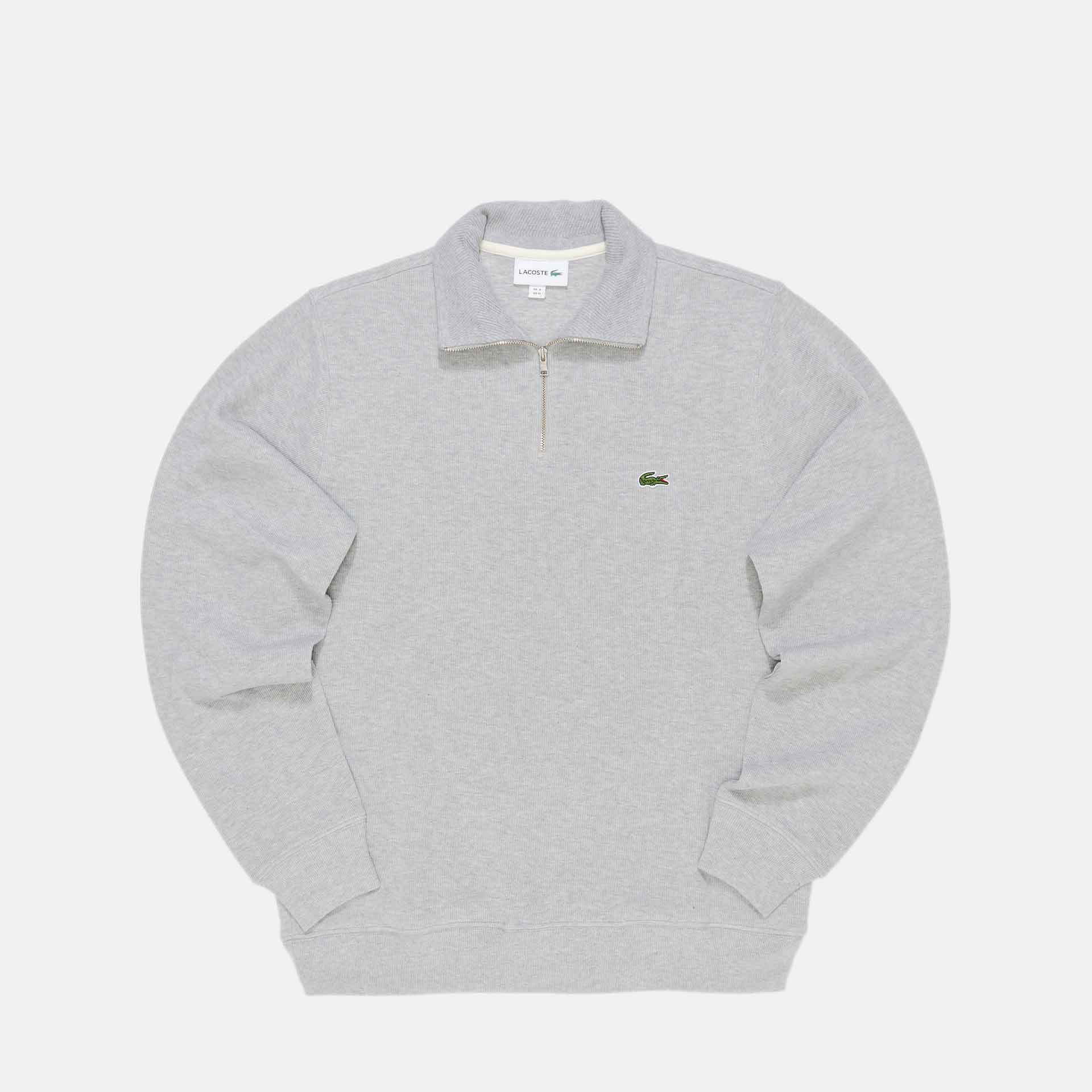 Lacoste Stand-Up Collar Cotton Half-Zip Pullover Silver Chine Lacoste Stand-Up Collar Cotton Half-Zip Pullover Silver Chine