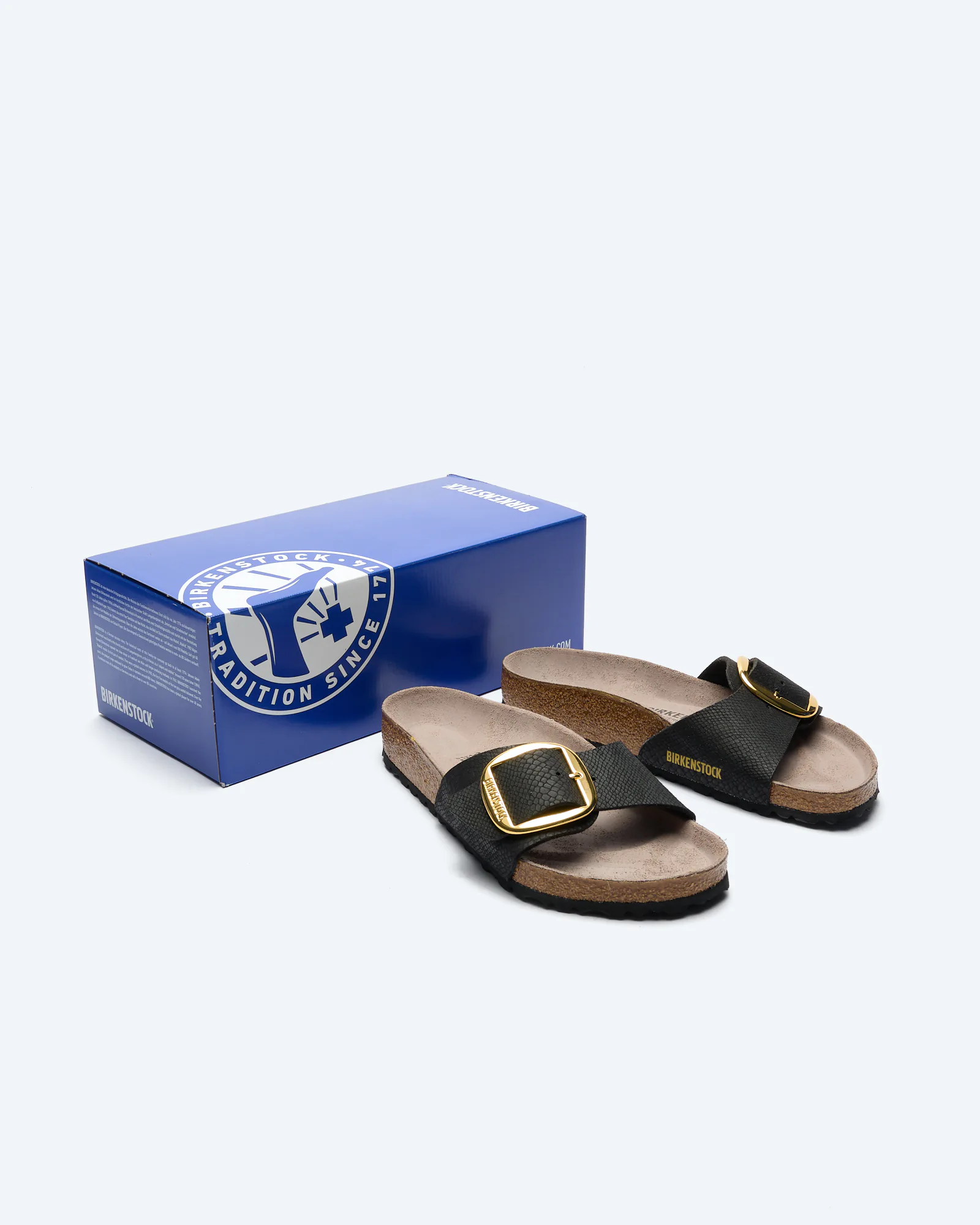 Madrid Big Buckle Synthetics Sandals SYN Python Black
