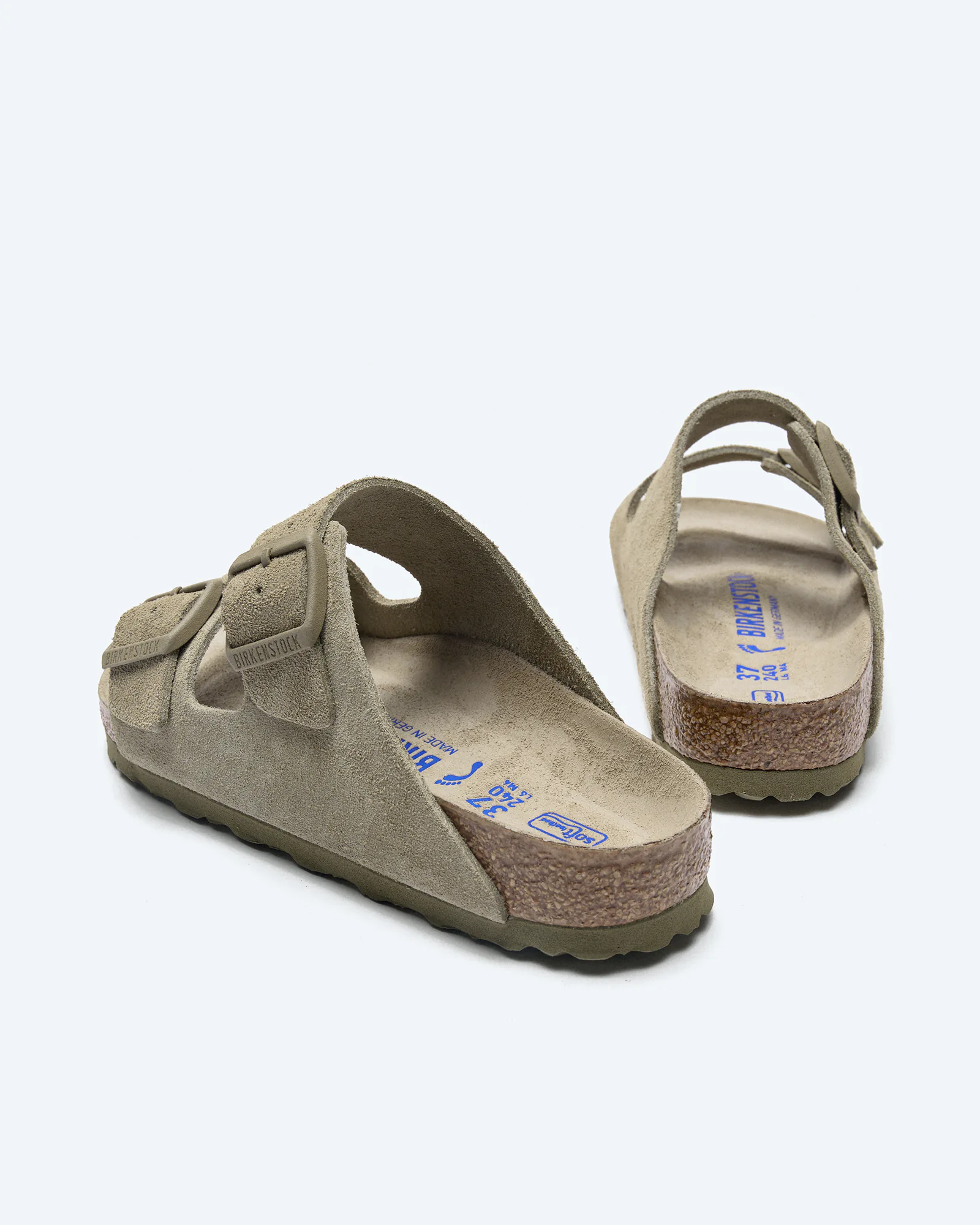 Birkenstock Women Arizona Suede Leather Sandals Narrow Faded Khaki