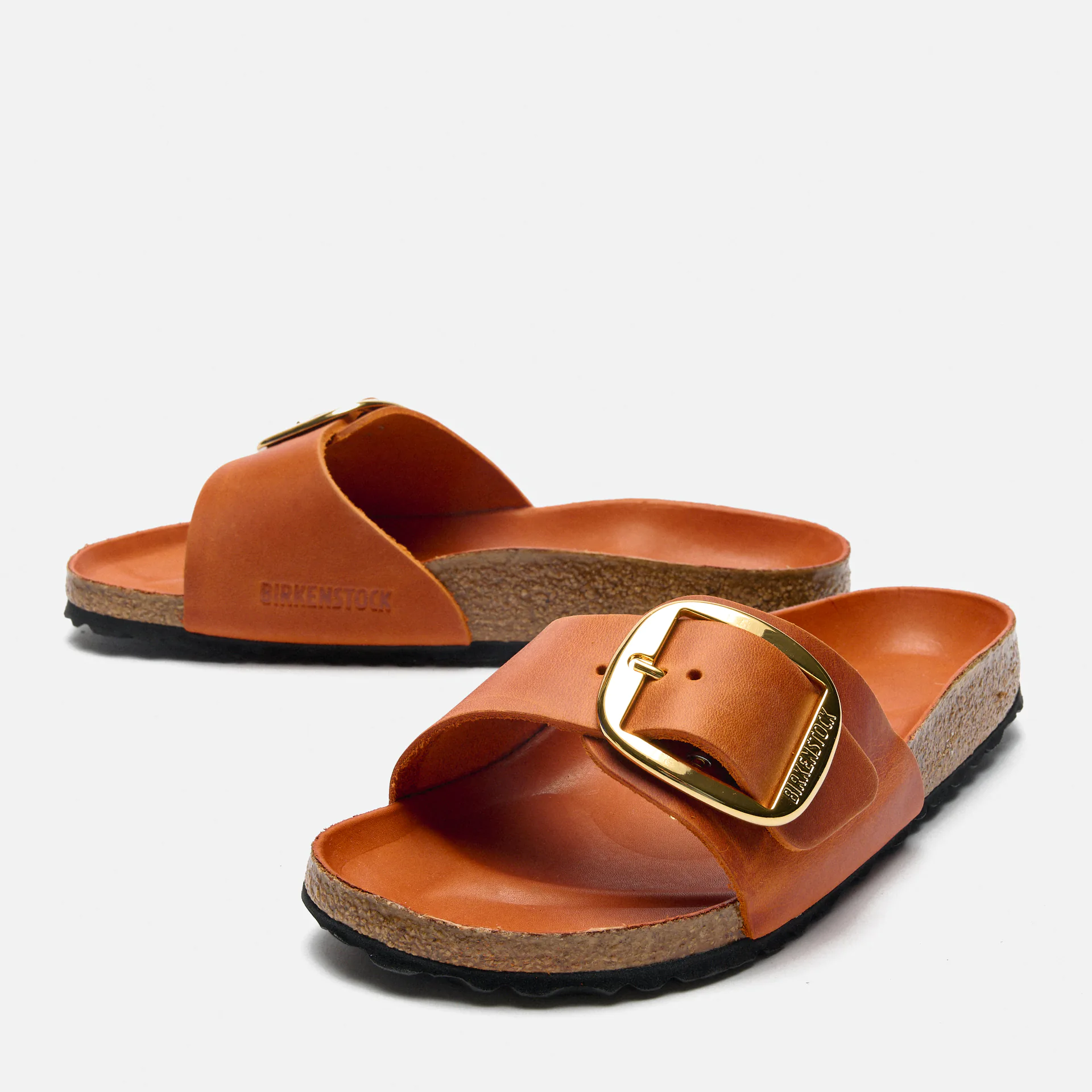 Birkenstock Madrid Big Buckle Oiled Leather Sandals Burnt Orange