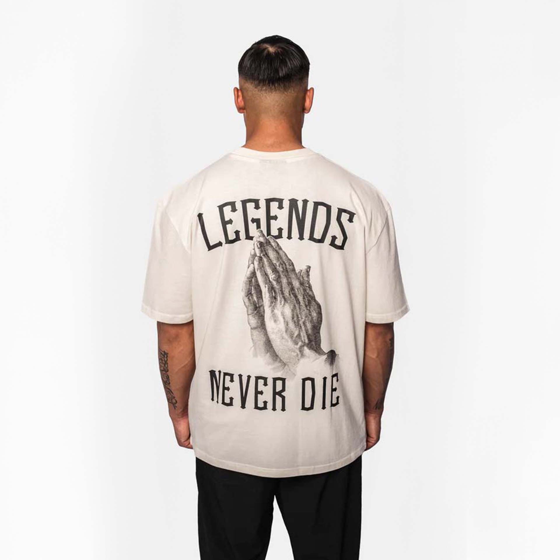 Dropsize Heavy Oversize Legends Never Die T-Shirt Cream White