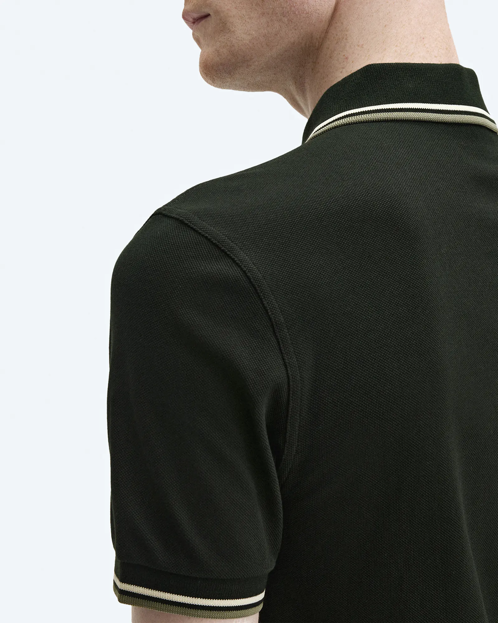 Fred Perry Twin Tipped Polo Shirt Night Green/Light Ecru/Olive Mint Fred Perry Twin Tipped Polo Shirt Night Green/Light Ecru/Olive Mint