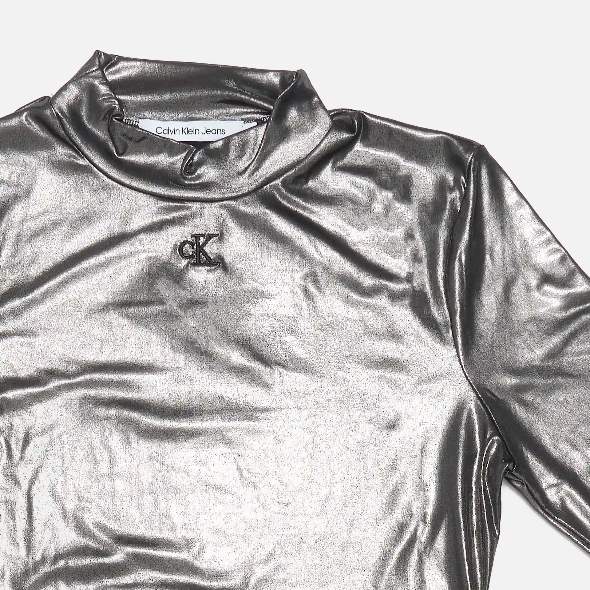 Calvin Klein Jeans Metallic Long Sleeve Top CK Black