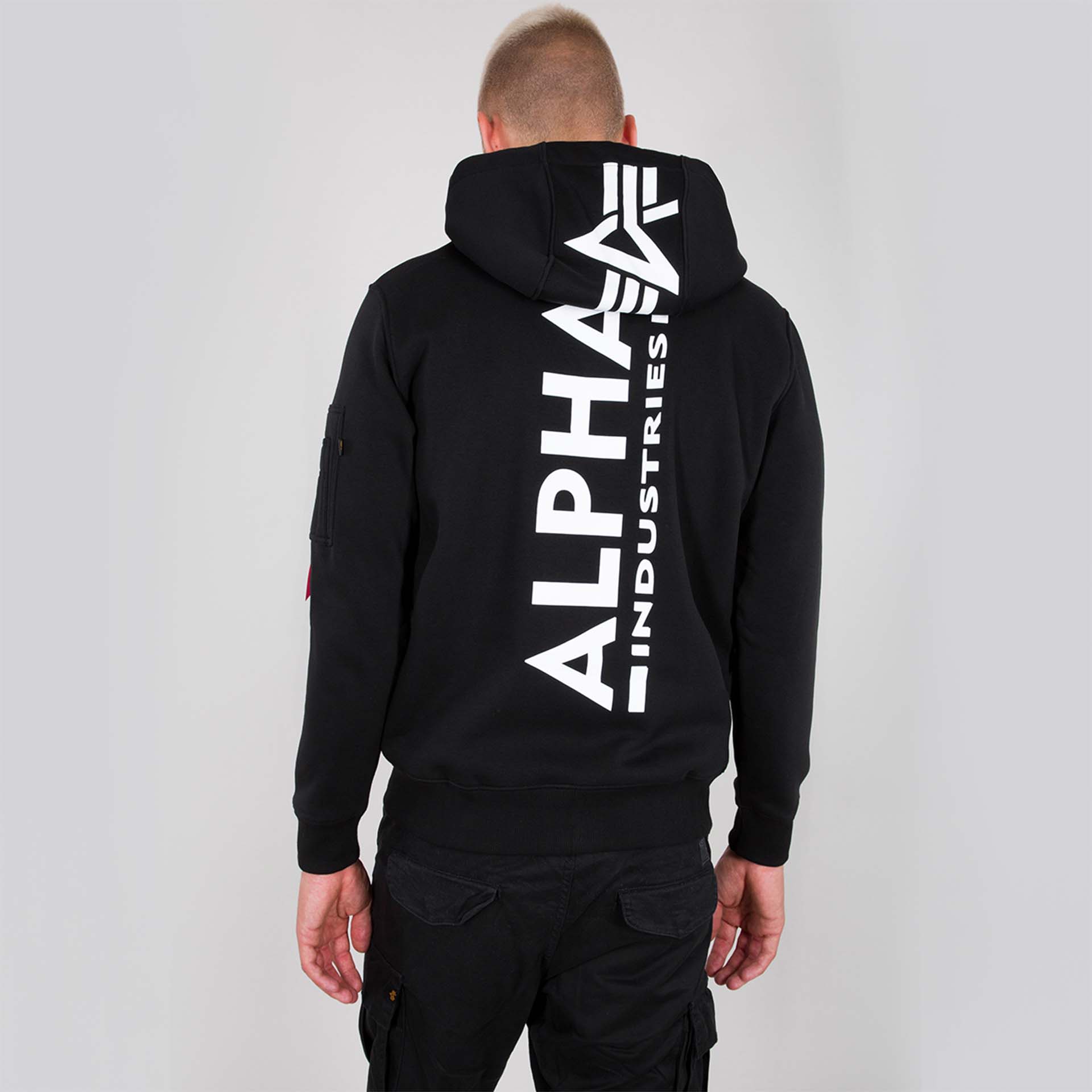 Alpha Industries Back Print Zip Hoody Black Alpha Industries Back Print Zip Hoody Black