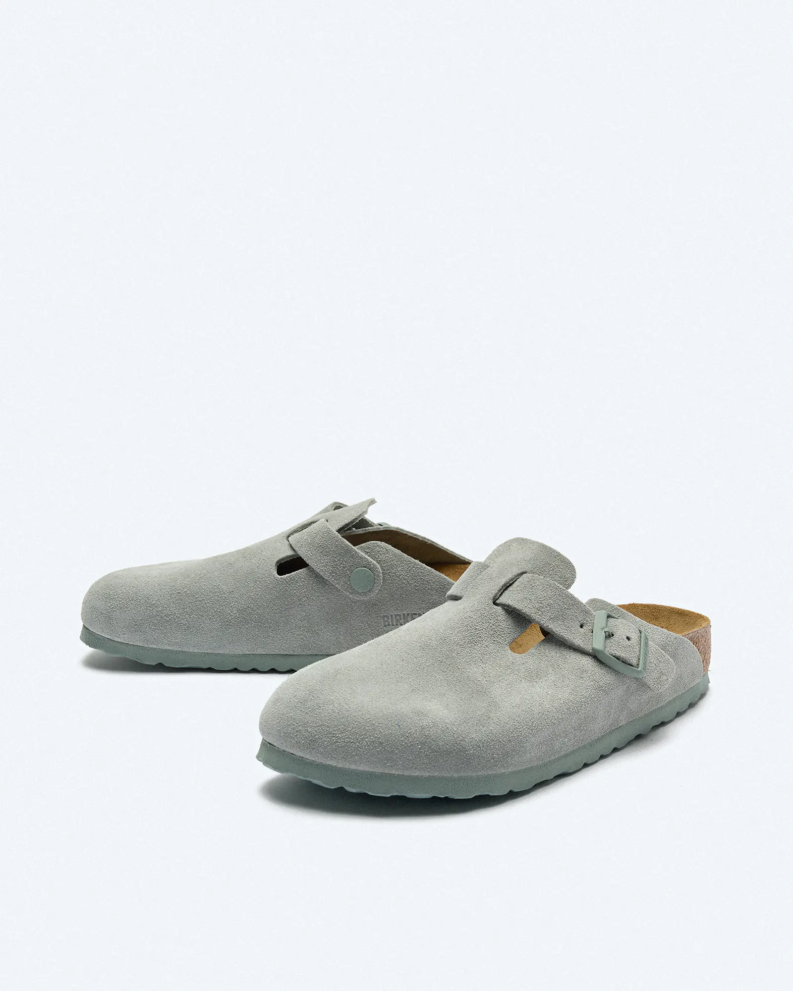 Birkenstock Boston Suede Leather (Narrow Fit) Sandals Pure Sage Birkenstock Boston Suede Leather (Narrow Fit) Sandals Pure Sage
