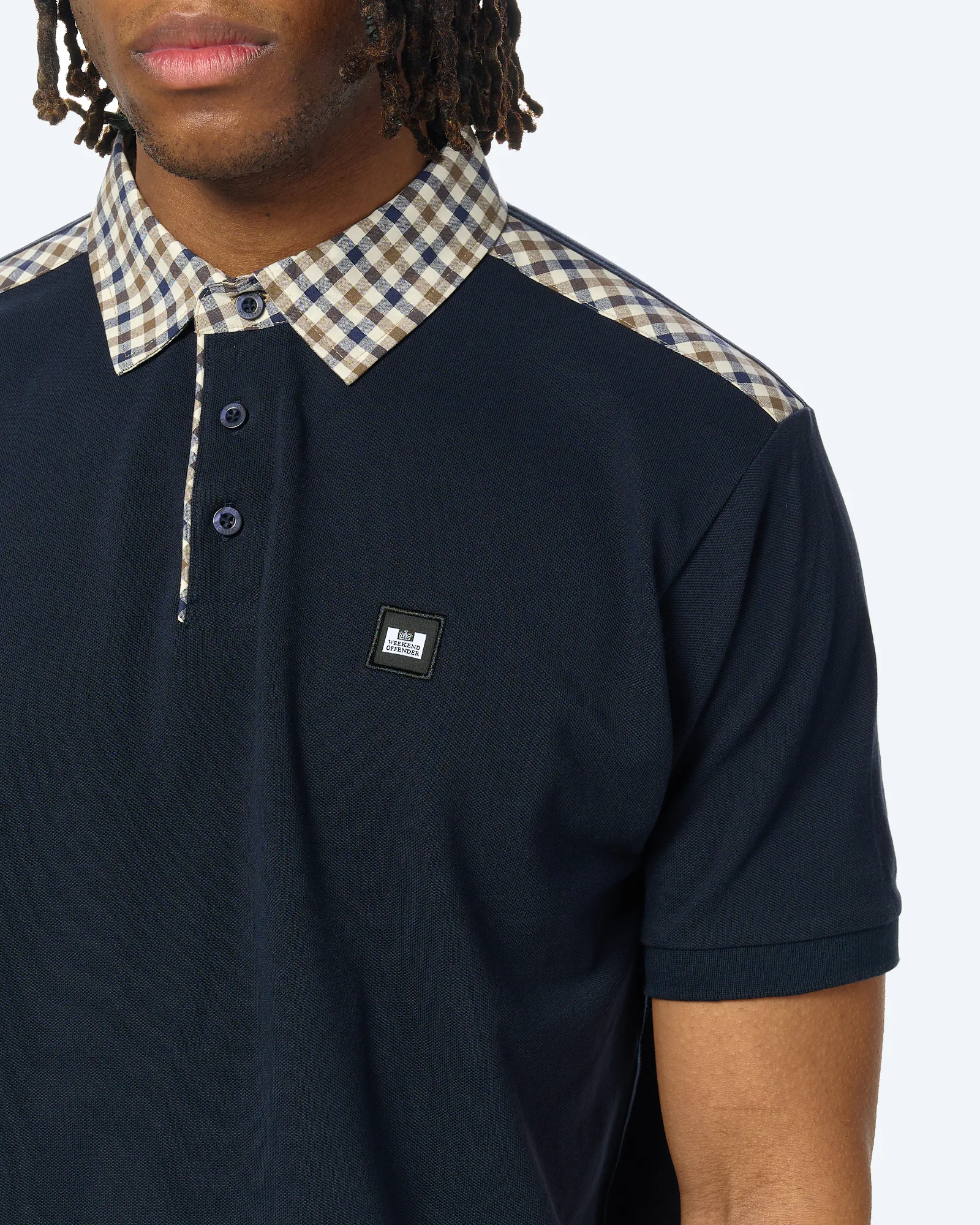 Weekend Offender Costa Mid House Check Collar Polo Navy